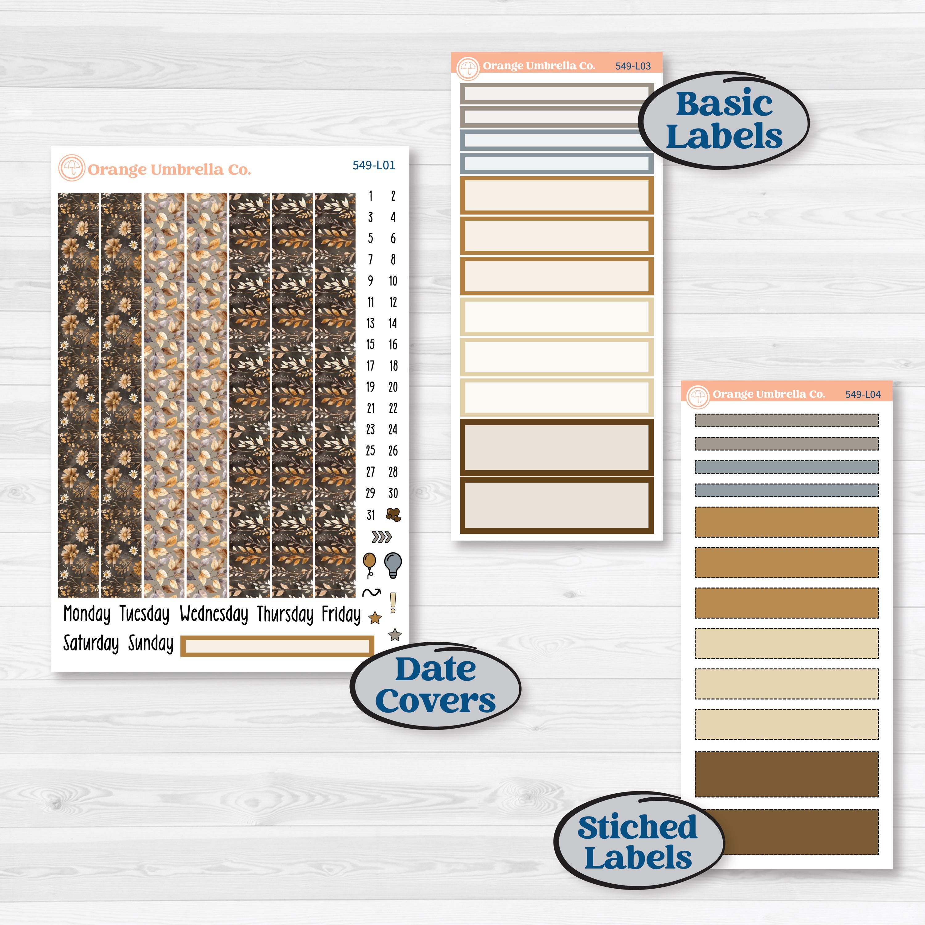 Blue Autumn Planner Kit | 7x9 Plum Daily Planner Kit Stickers | Farmhouse Fall | KIT-549-L