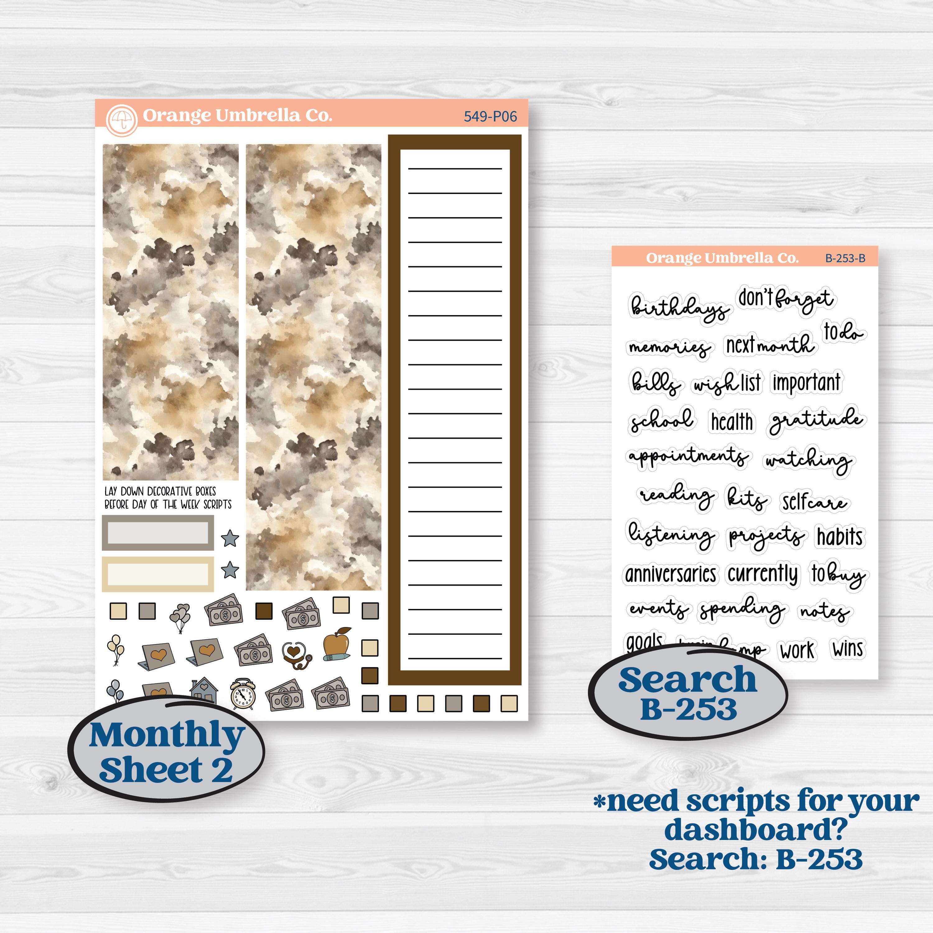 Blue Autumn Planner Kit | A5 Plum Monthly & Dashboard Planner Kit Stickers | Farmhouse Fall | KIT-549-P