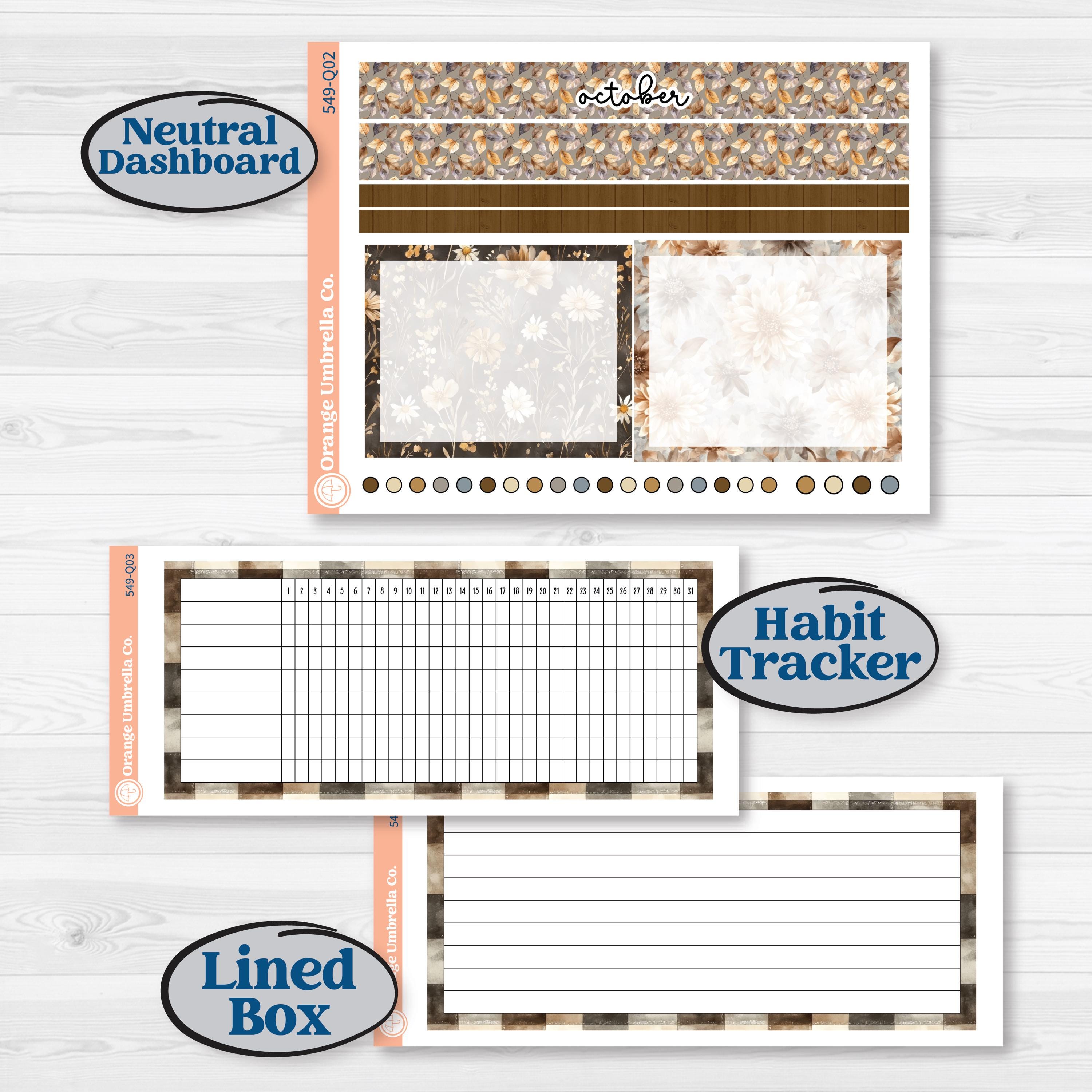 Blue Autumn Planner Kit | 7x9 Plum Monthly & Dashboard Planner Kit Stickers | Farmhouse Fall | KIT-549-Q