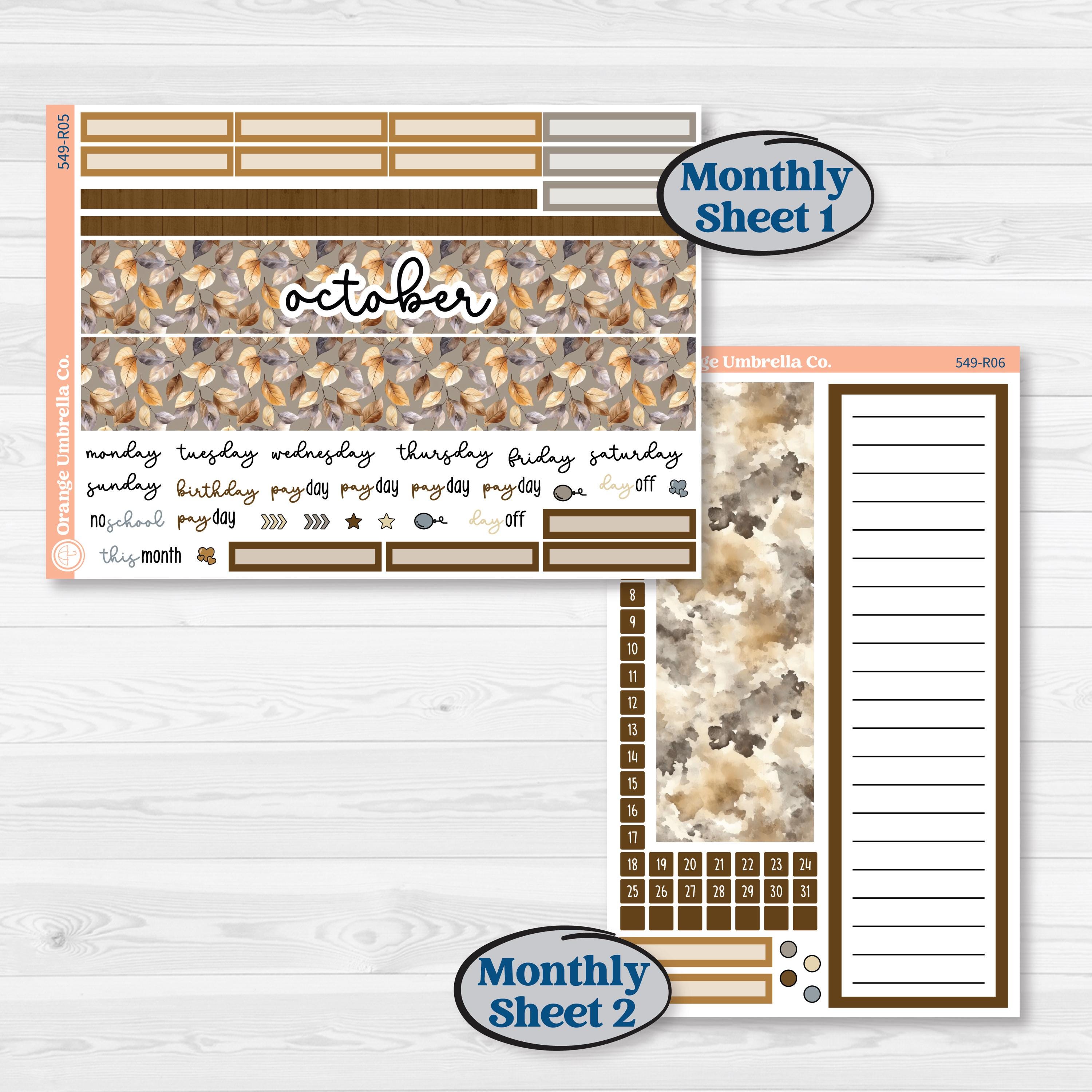 Blue Autumn Planner Kit | 8.5x11 Plum Monthly & Dashboard Planner Kit Stickers | Farmhouse Fall | KIT-549-R