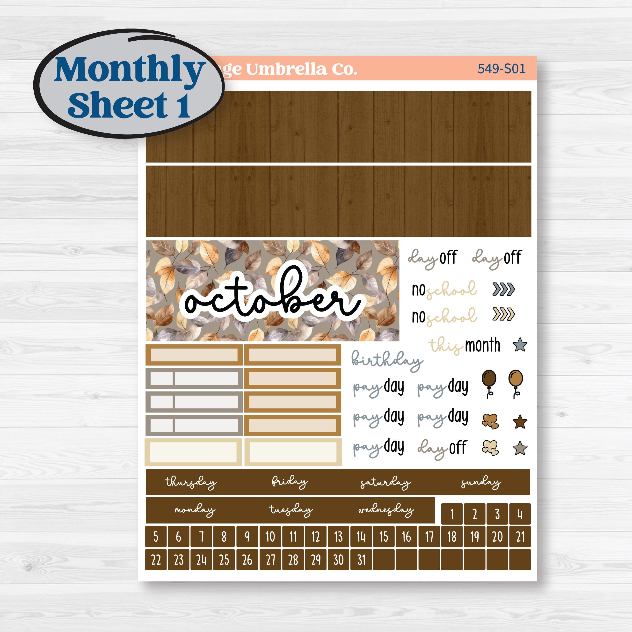 Blue Autumn Planner Kit | Hobonichi Cousin Monthly Planner Kit Stickers | Farmhouse Fall | KIT-549-S