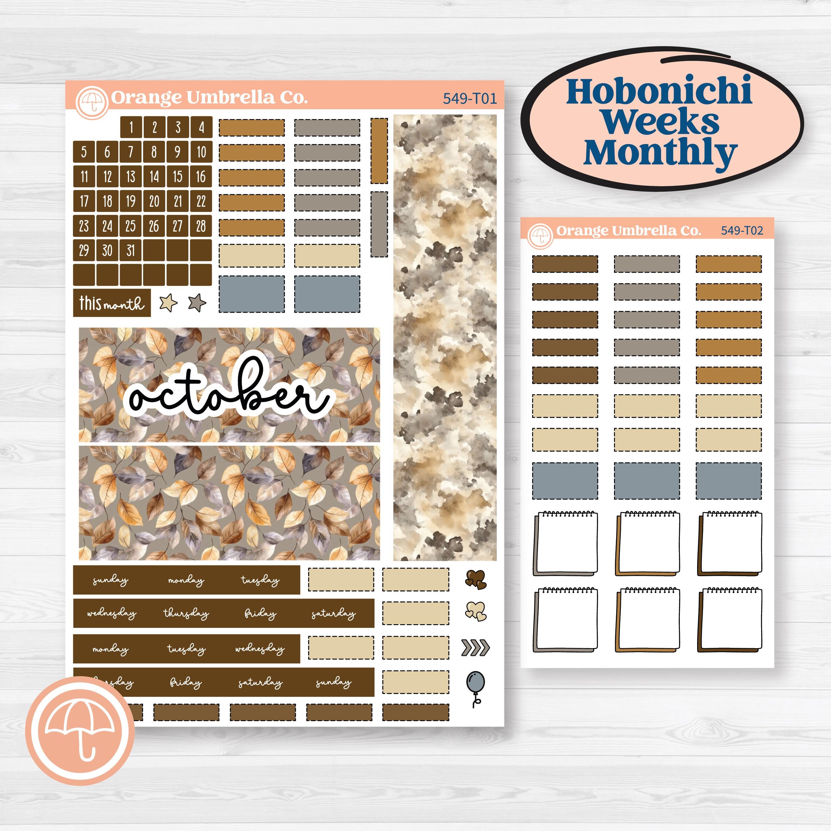 Blue Autumn Planner Kit | Hobonichi Weeks Monthly Planner Kit Stickers | Farmhouse Fall | KIT-549-T