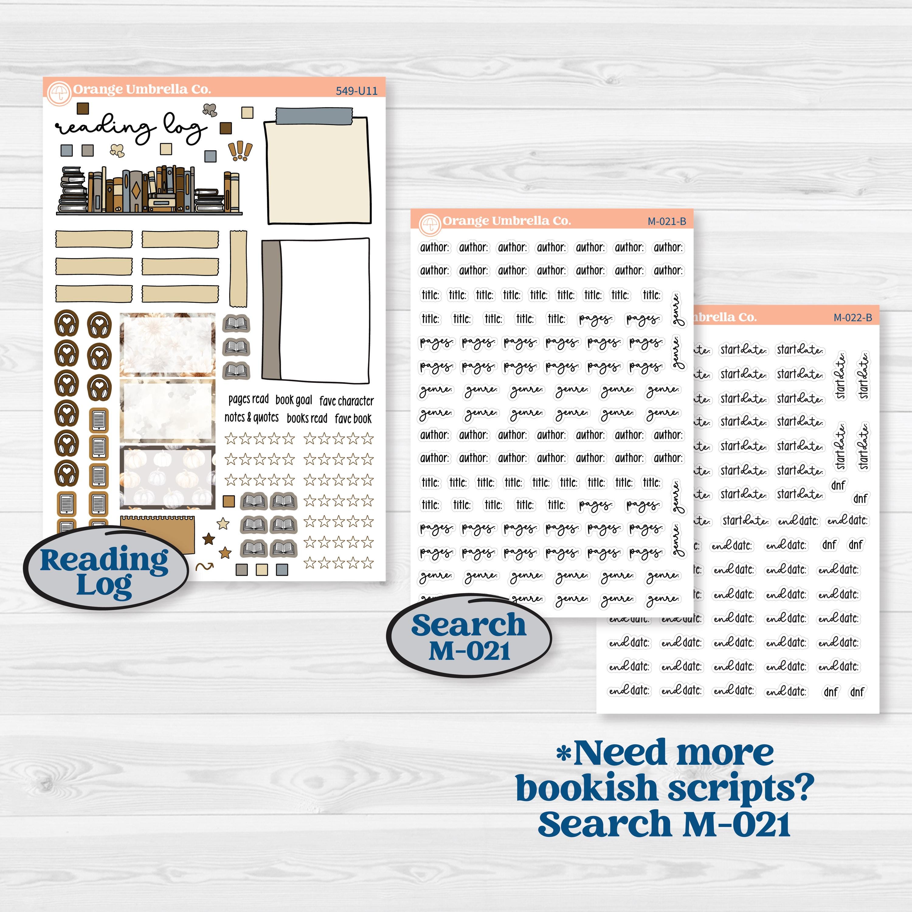 Blue Autumn Planner Kit | A5 or 7x9 Create Your Own Monthly Dashboard | Universal Reading Log Sticker Kit | Farmhouse Fall | KIT-549-U