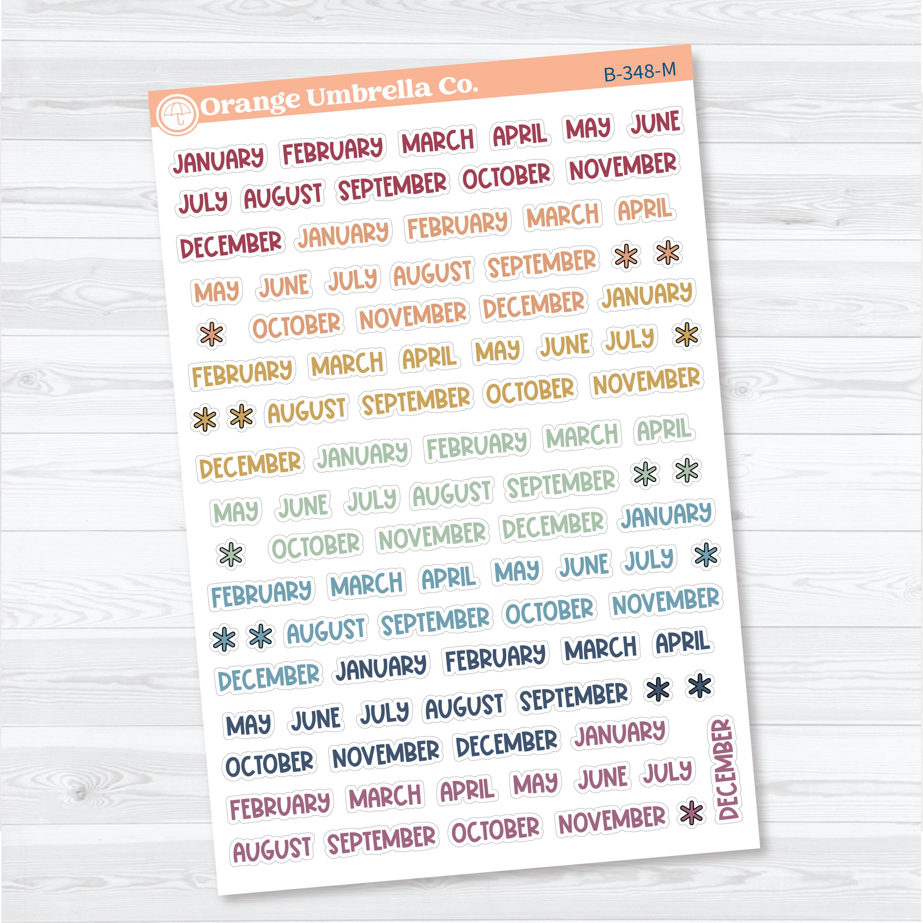Funky Font Mini Months | Monthly Planner Stickers | B-348