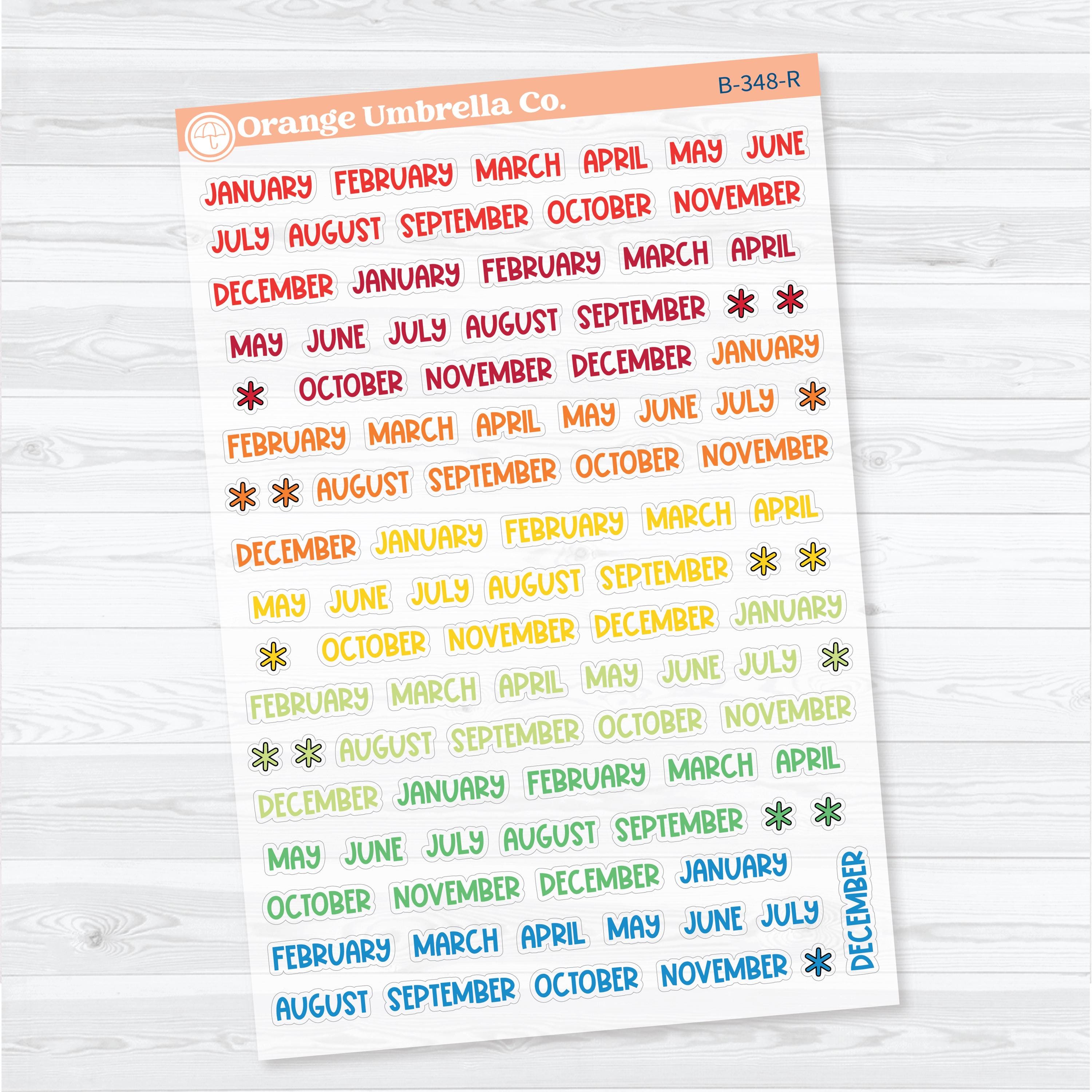 Funky Font Mini Months | Clear Matte Monthly Planner Stickers | B-348-CM