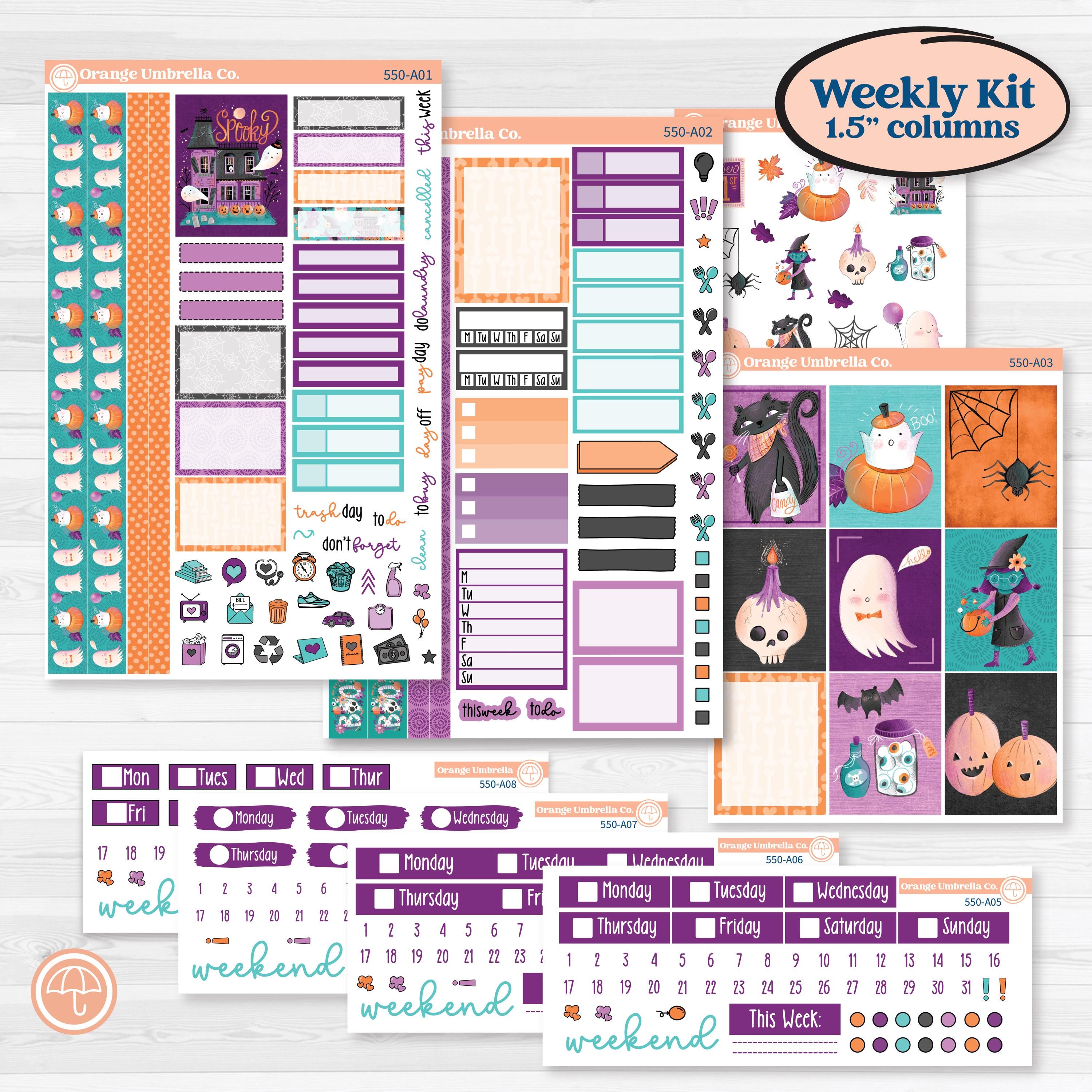 Halloween Planner Kit | Weekly Sticker Kit for Vertical Planners like Erin Condren | Sweetly Spooky | KIT-550-A