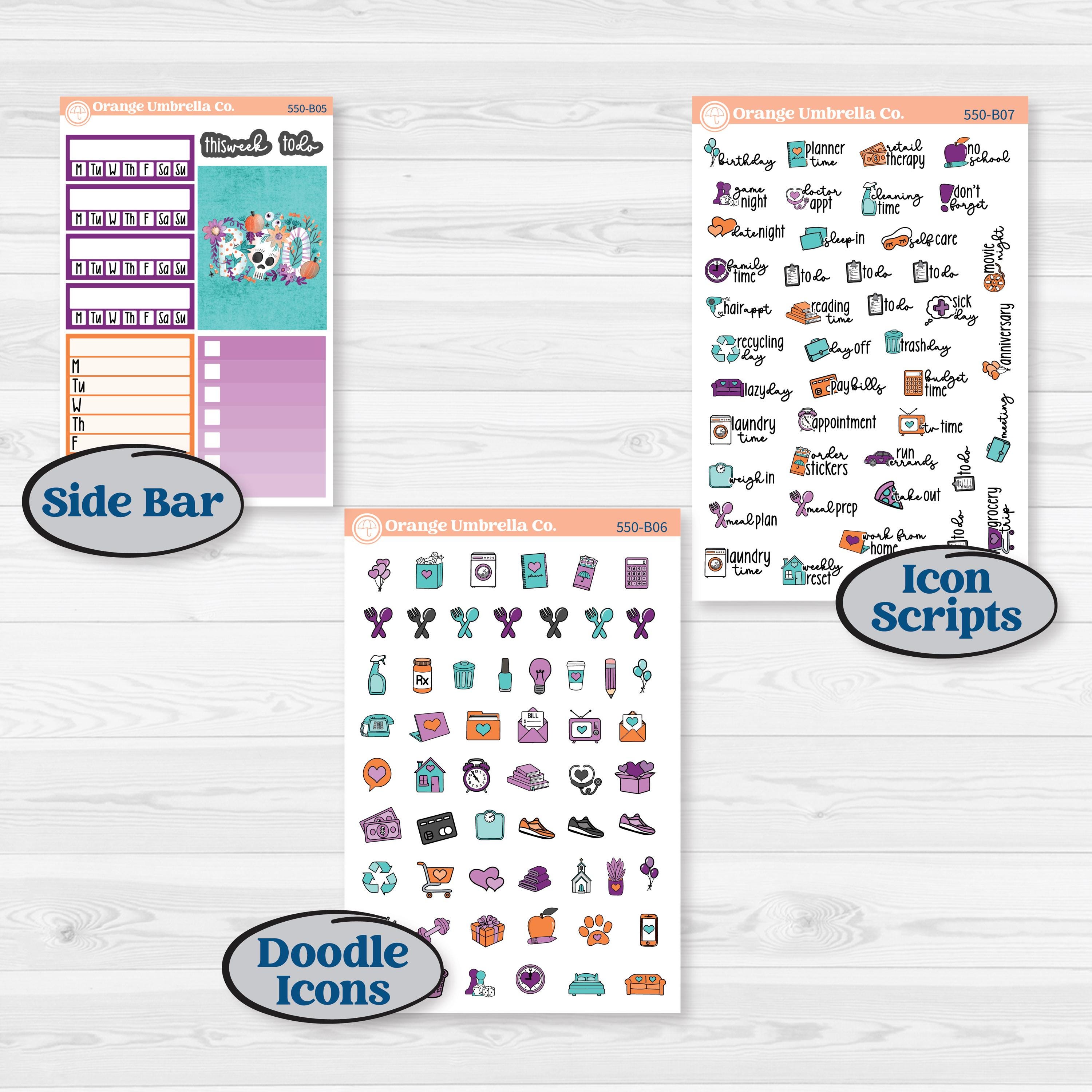 Halloween Planner Kit | Weekly Add-On Planner Kit Stickers | Sweetly Spooky | KIT-550-B