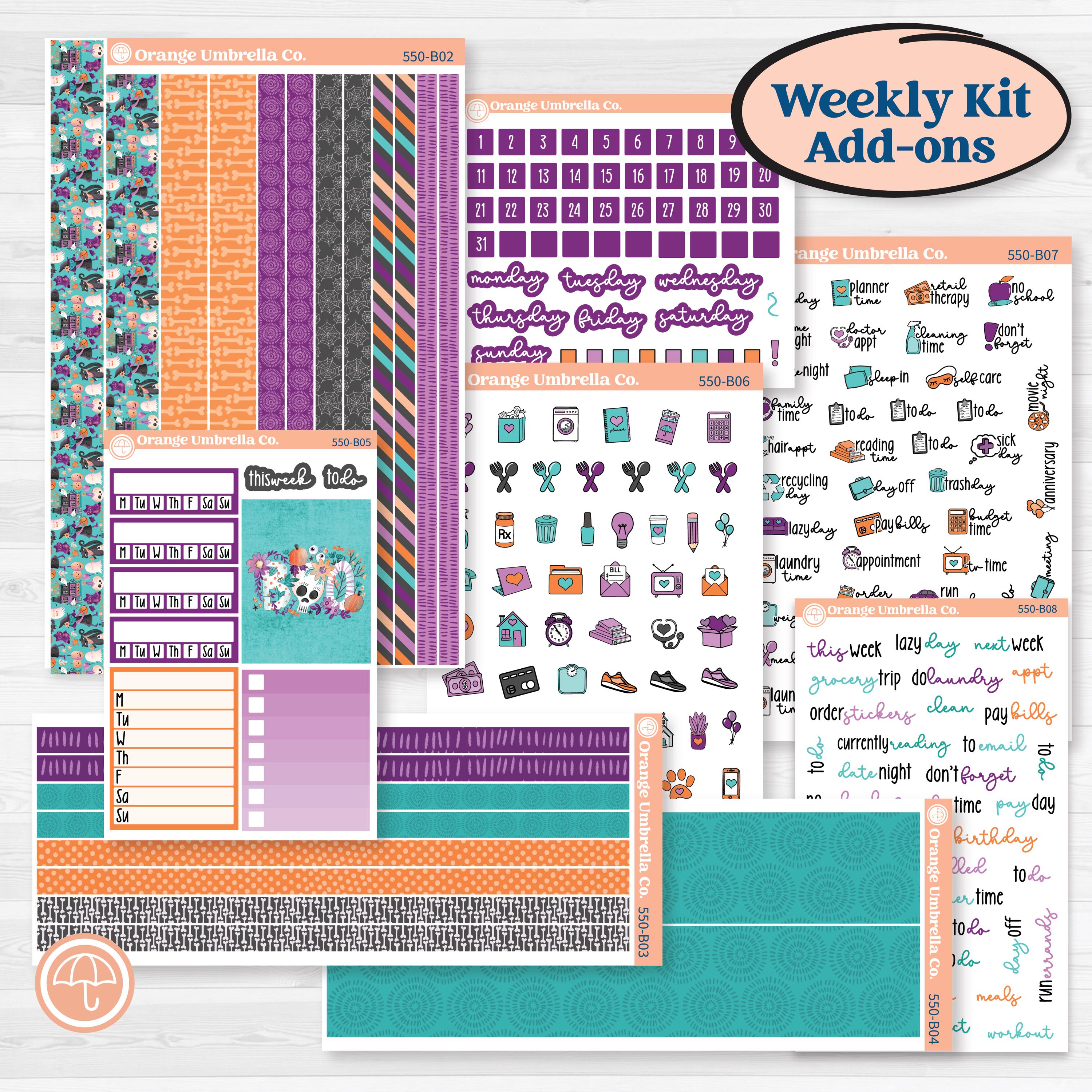 Halloween Planner Kit | Weekly Add-On Planner Kit Stickers | Sweetly Spooky | KIT-550-B