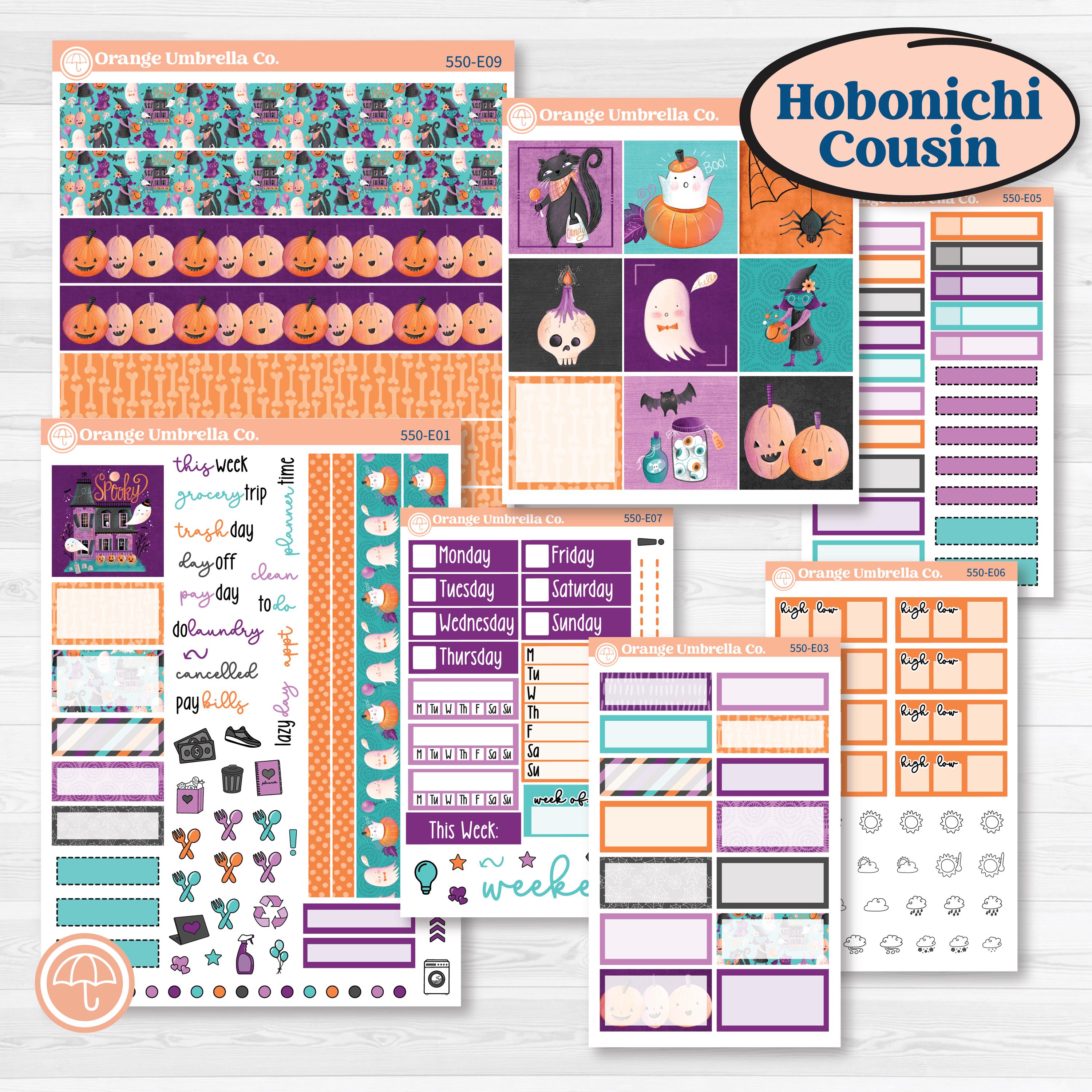 Halloween Planner Kit | Hobonichi Cousin Weekly & Daily Planner Kit Stickers | Sweetly Spooky | KIT-550-E