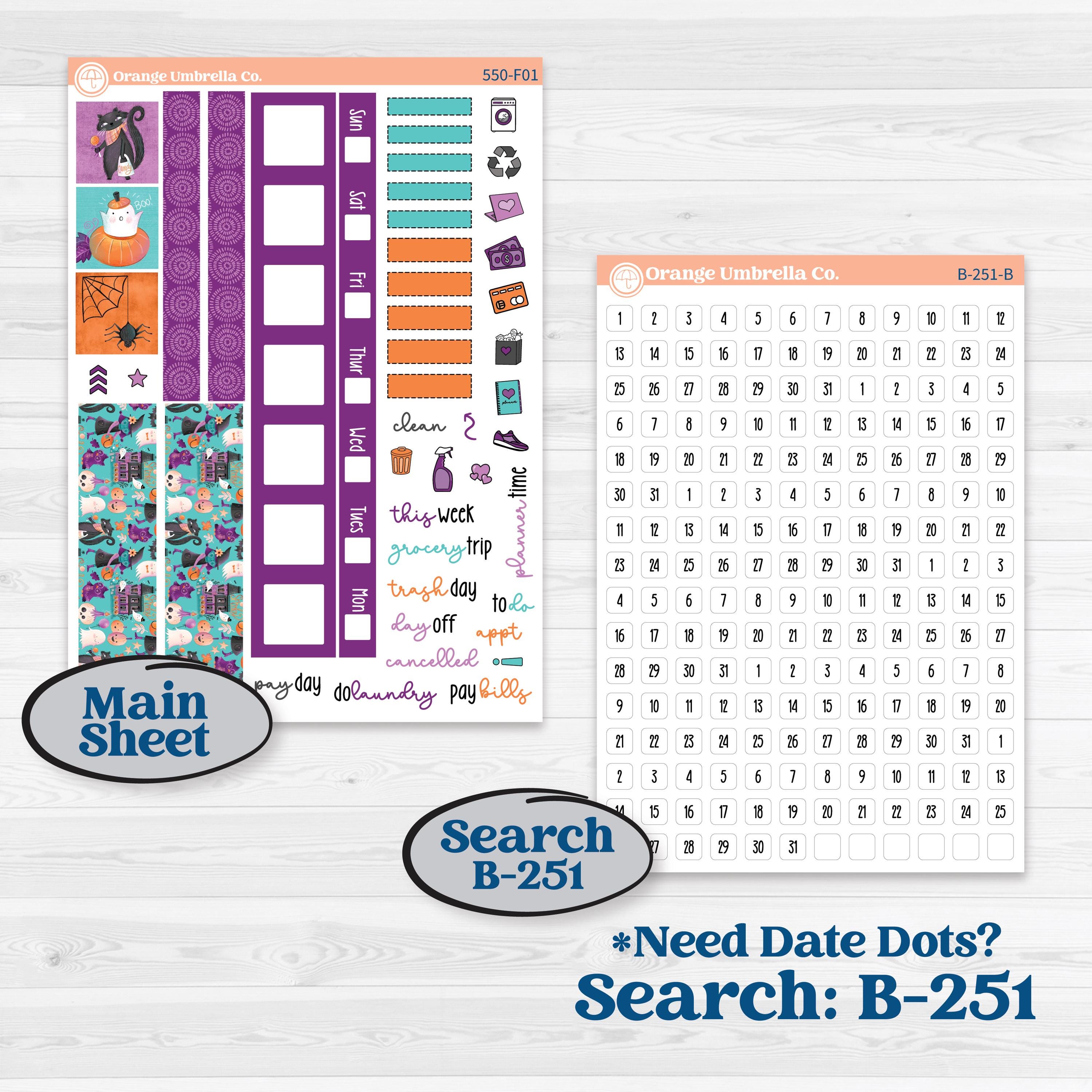 Halloween Planner Kit | Hobonichi Weeks Weekly Planner Kit Stickers | Sweetly Spooky | KIT-550-F