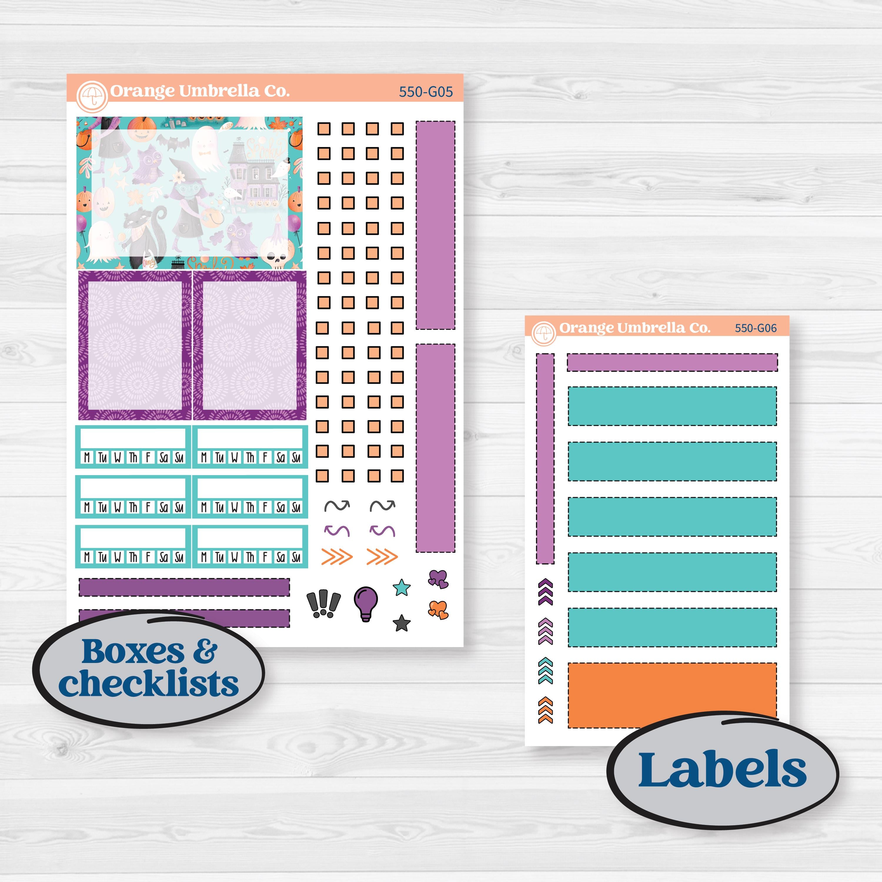 Halloween Planner Kit | Erin Condren A5 Weekly Dashboard Planner Kit Stickers | Sweetly Spooky | KIT-550-G4