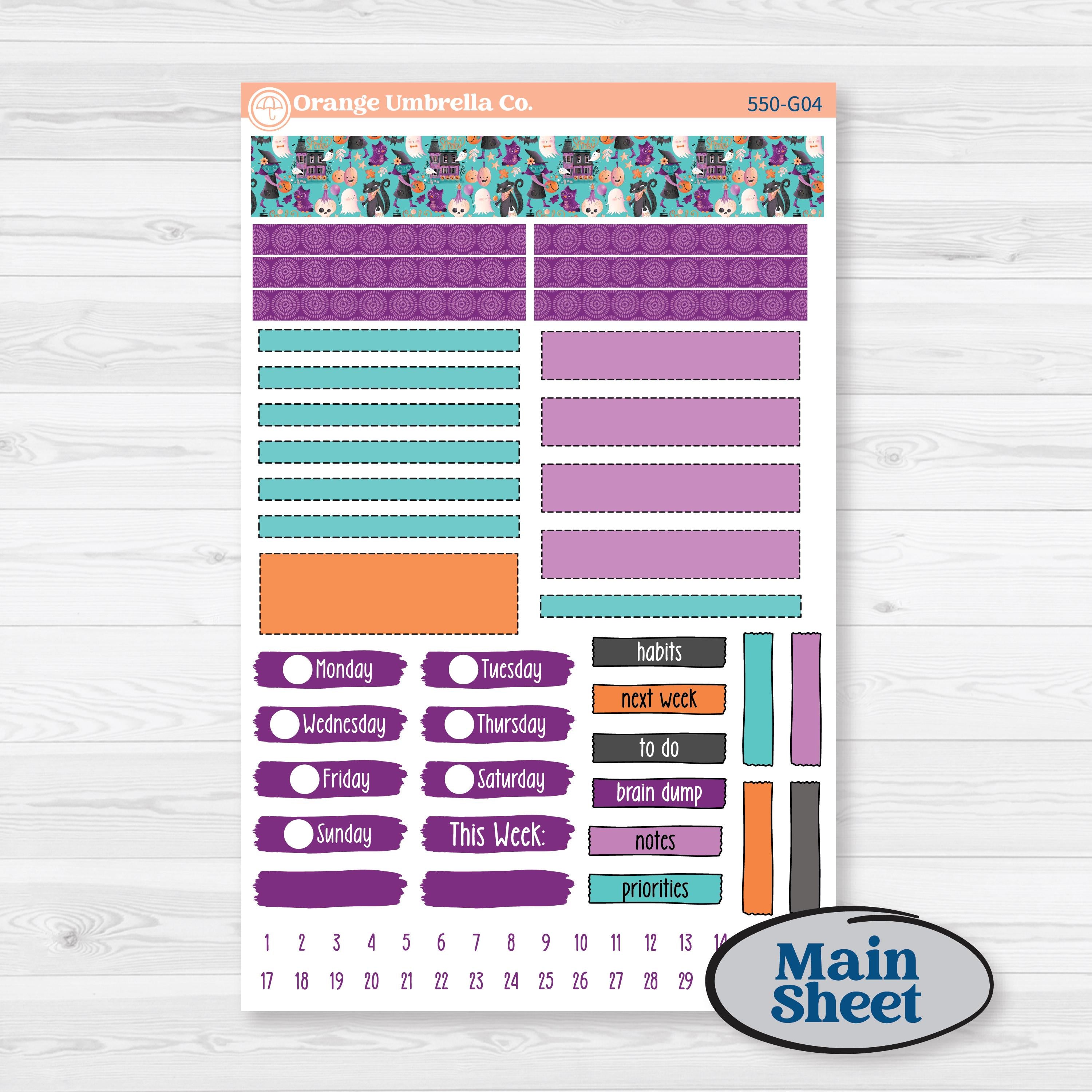 Halloween Planner Kit | Erin Condren A5 Weekly Dashboard Planner Kit Stickers | Sweetly Spooky | KIT-550-G4