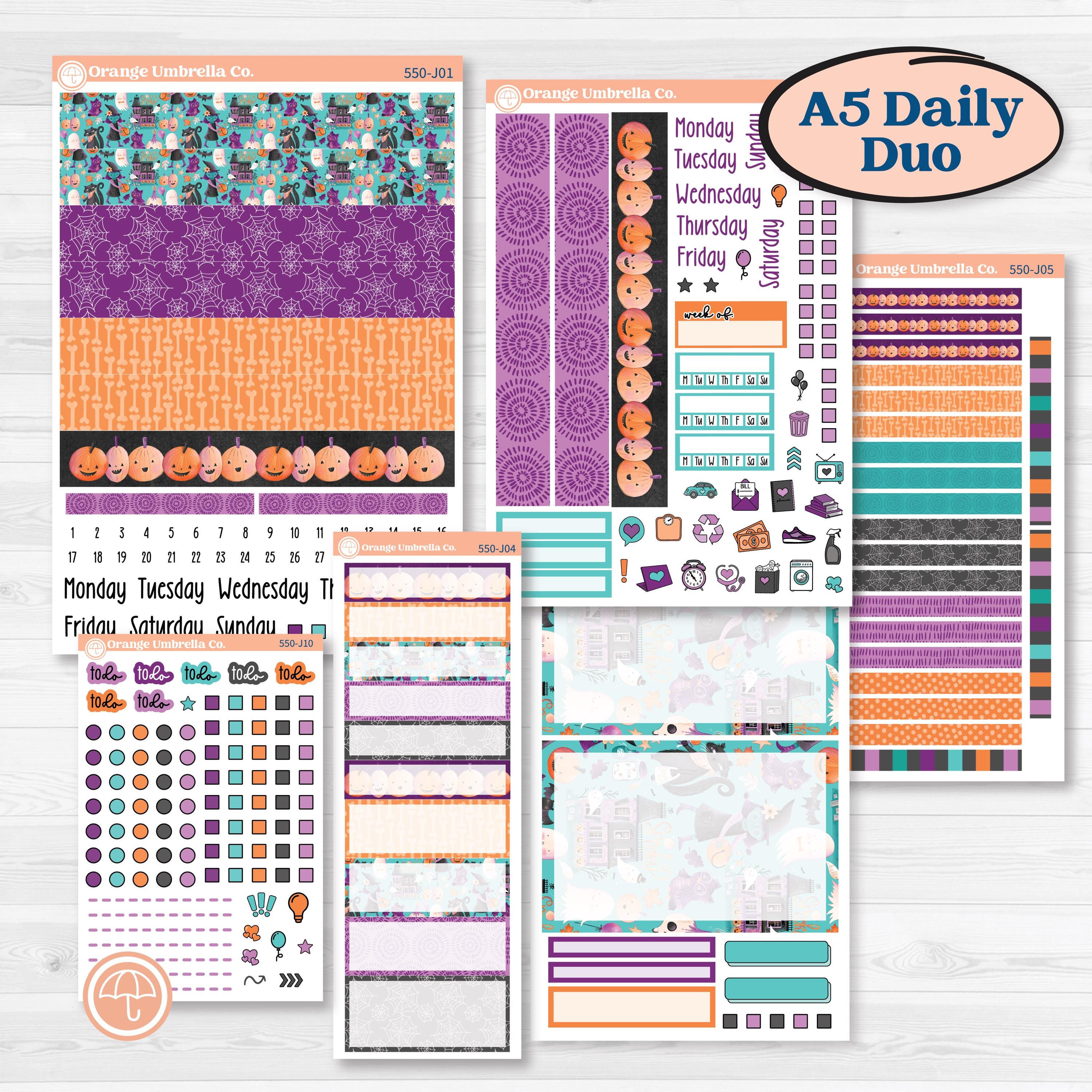 Halloween Planner Kit | A5 Daily Duo Planner Kit Stickers | Sweetly Spooky | KIT-550-J