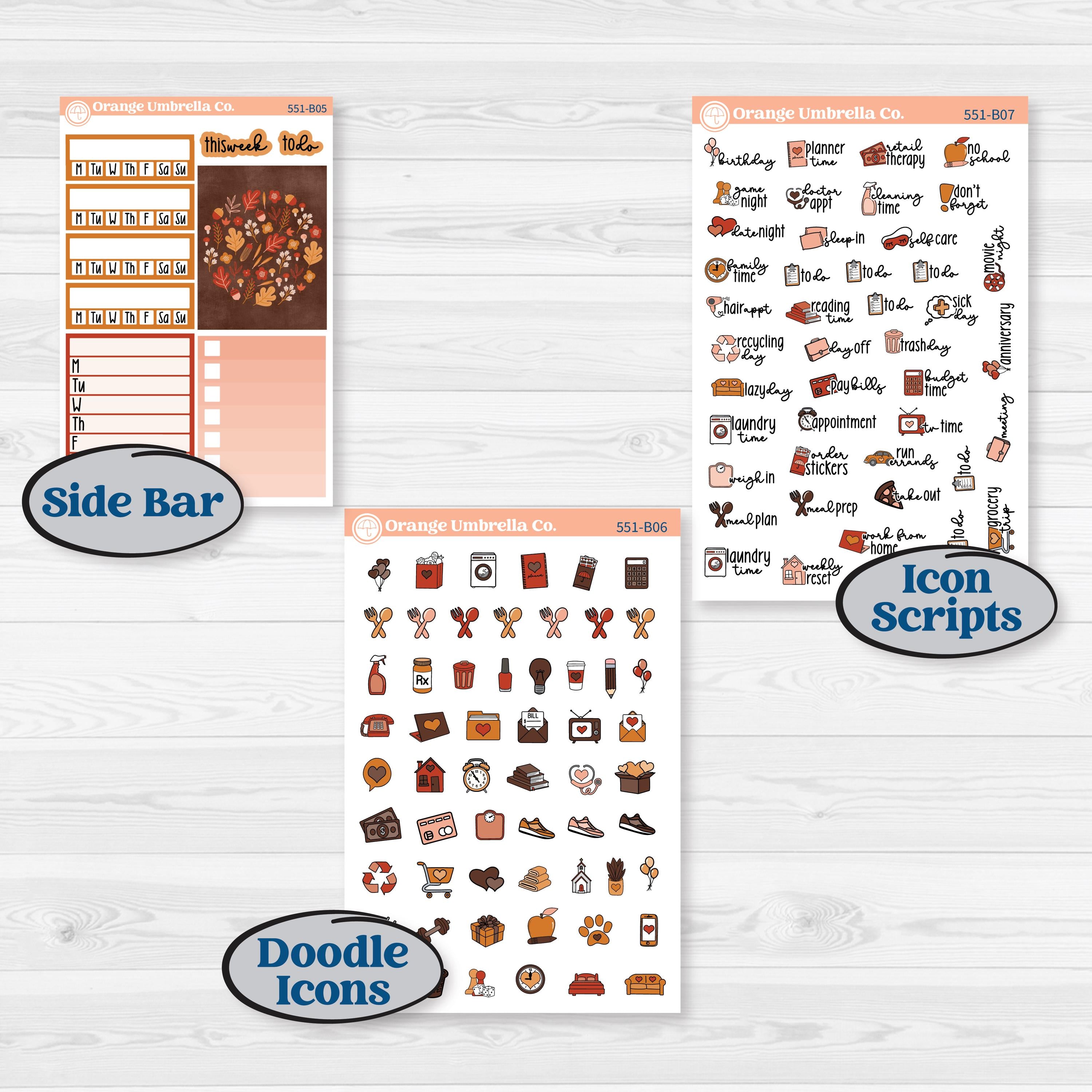 Fall Planner Kit | Weekly Add-On Planner Kit Stickers | Autumn Folk | KIT-551-B