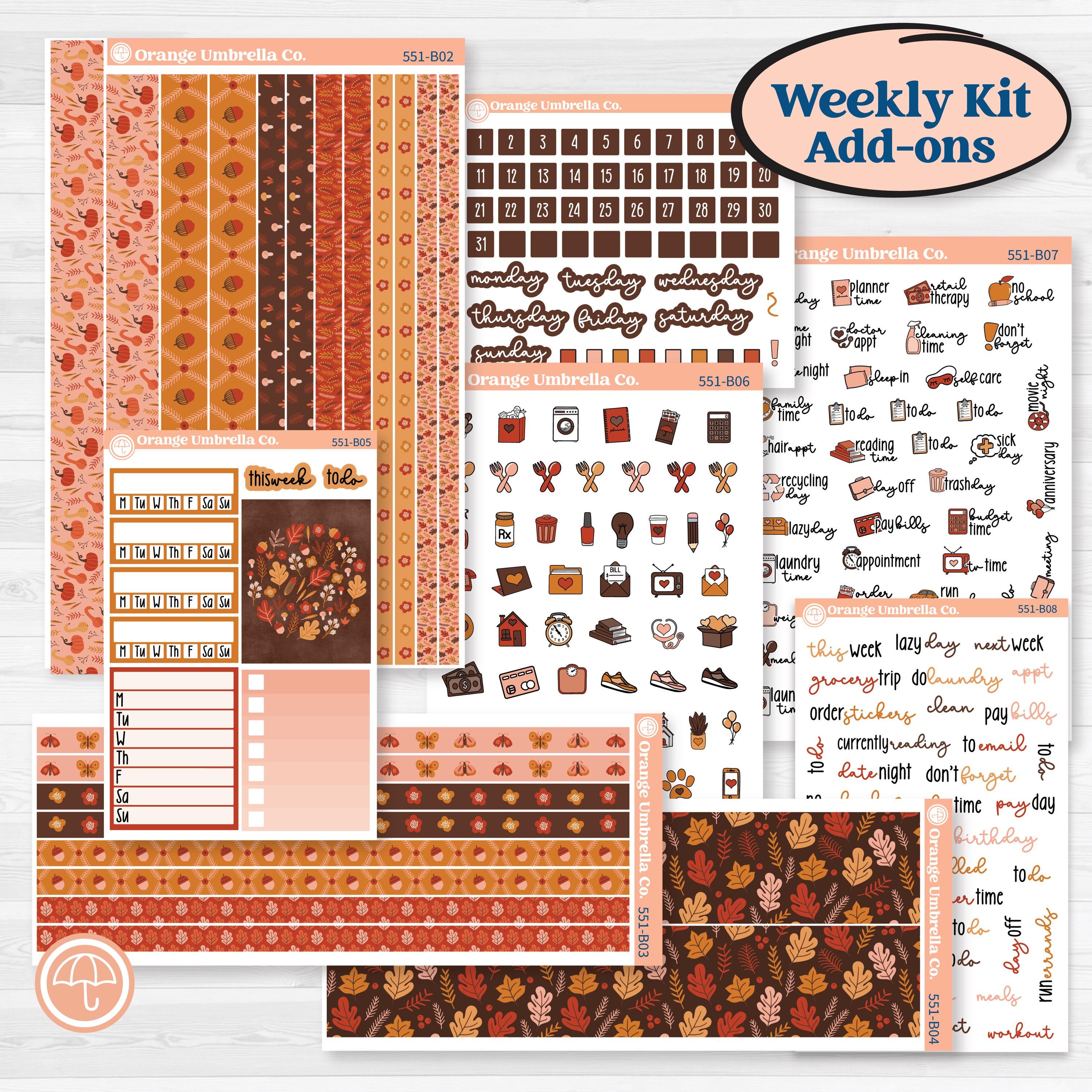 Fall Planner Kit | Weekly Add-On Planner Kit Stickers | Autumn Folk | KIT-551-B
