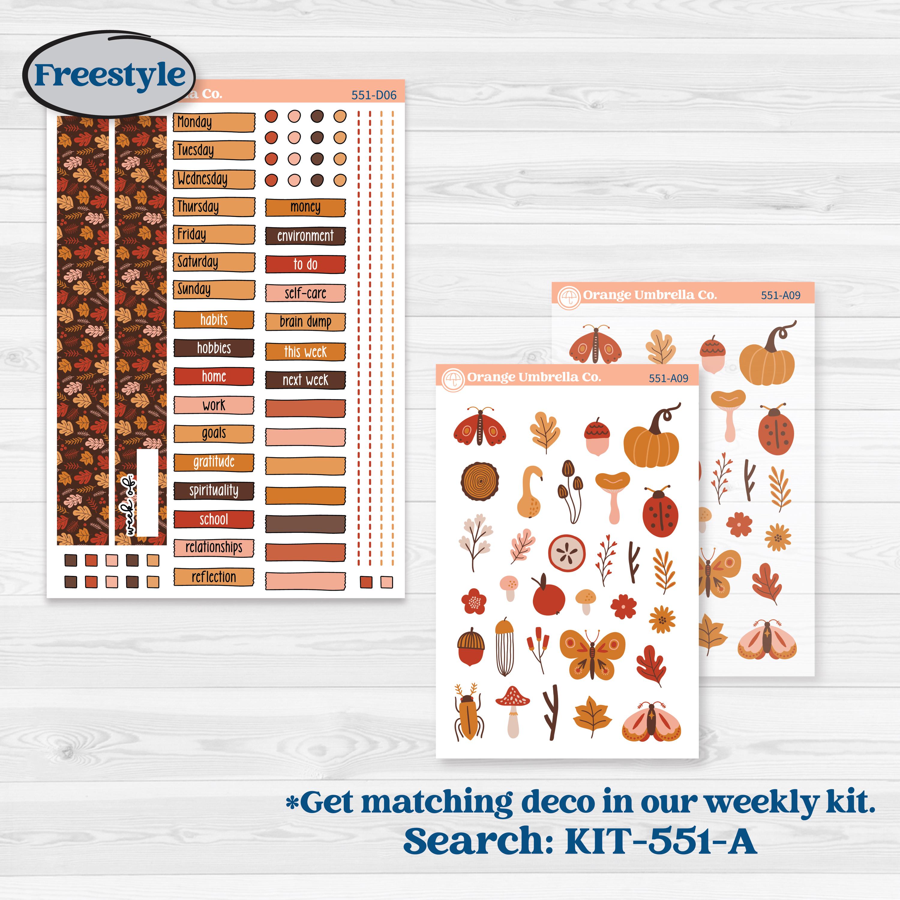 Fall Planner Kit | Journaling or Scrapbooking Kit | Creative Junk Journal Planner Stickers | Autumn Folk | KIT-551-D
