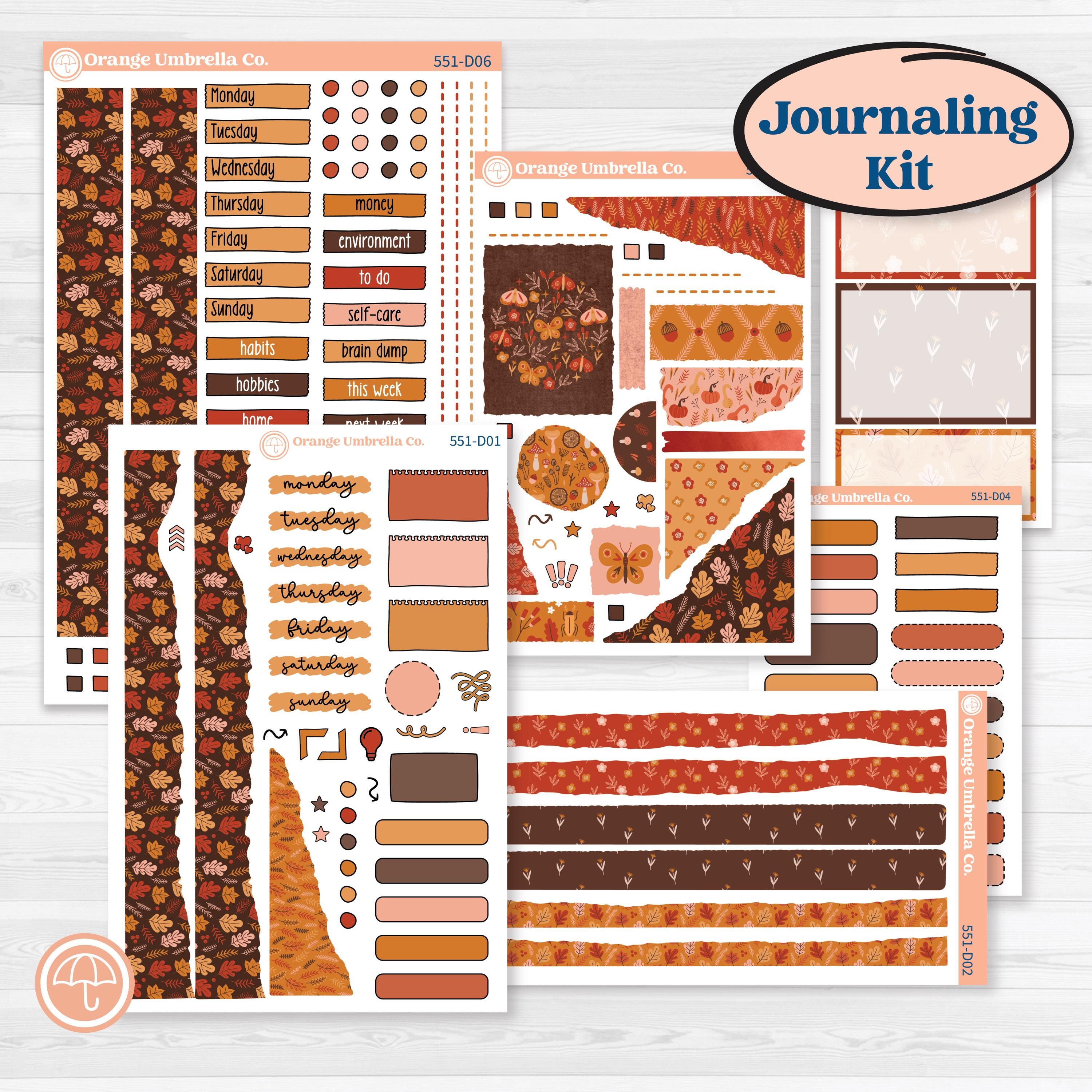 Fall Planner Kit | Journaling or Scrapbooking Kit | Creative Junk Journal Planner Stickers | Autumn Folk | KIT-551-D