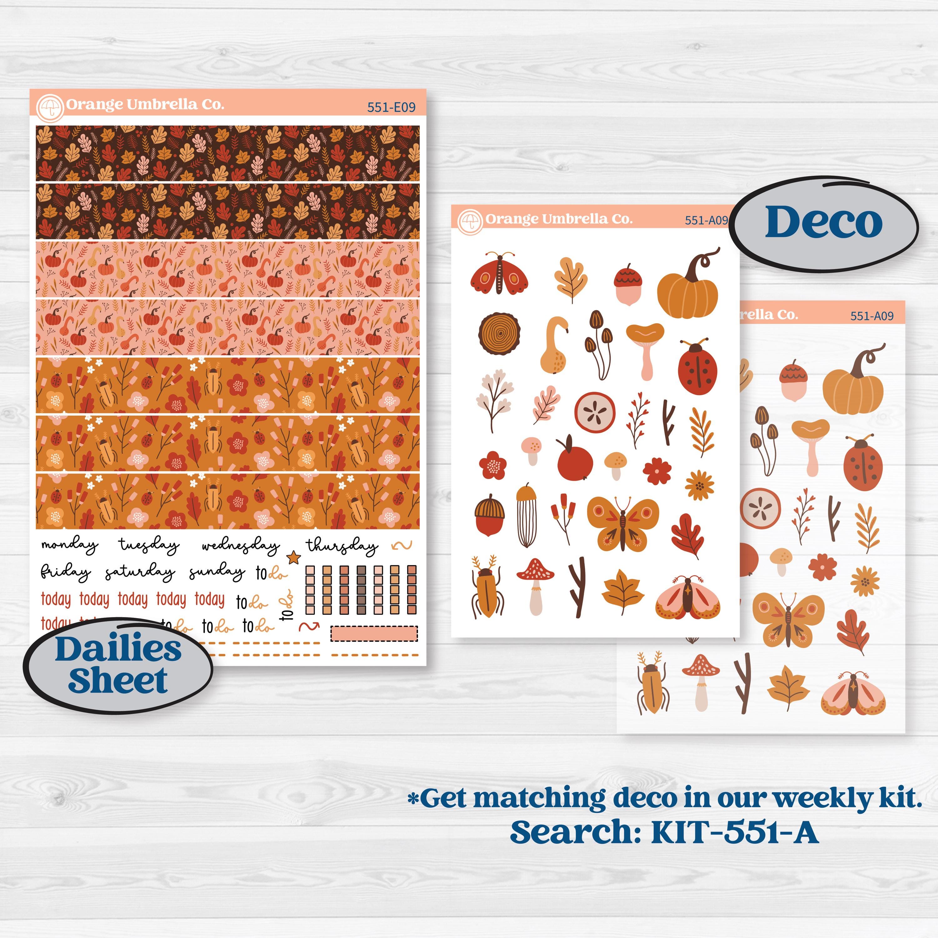 Fall Planner Kit | Hobonichi Cousin Weekly & Daily Planner Kit Stickers | Autumn Folk | KIT-551-E