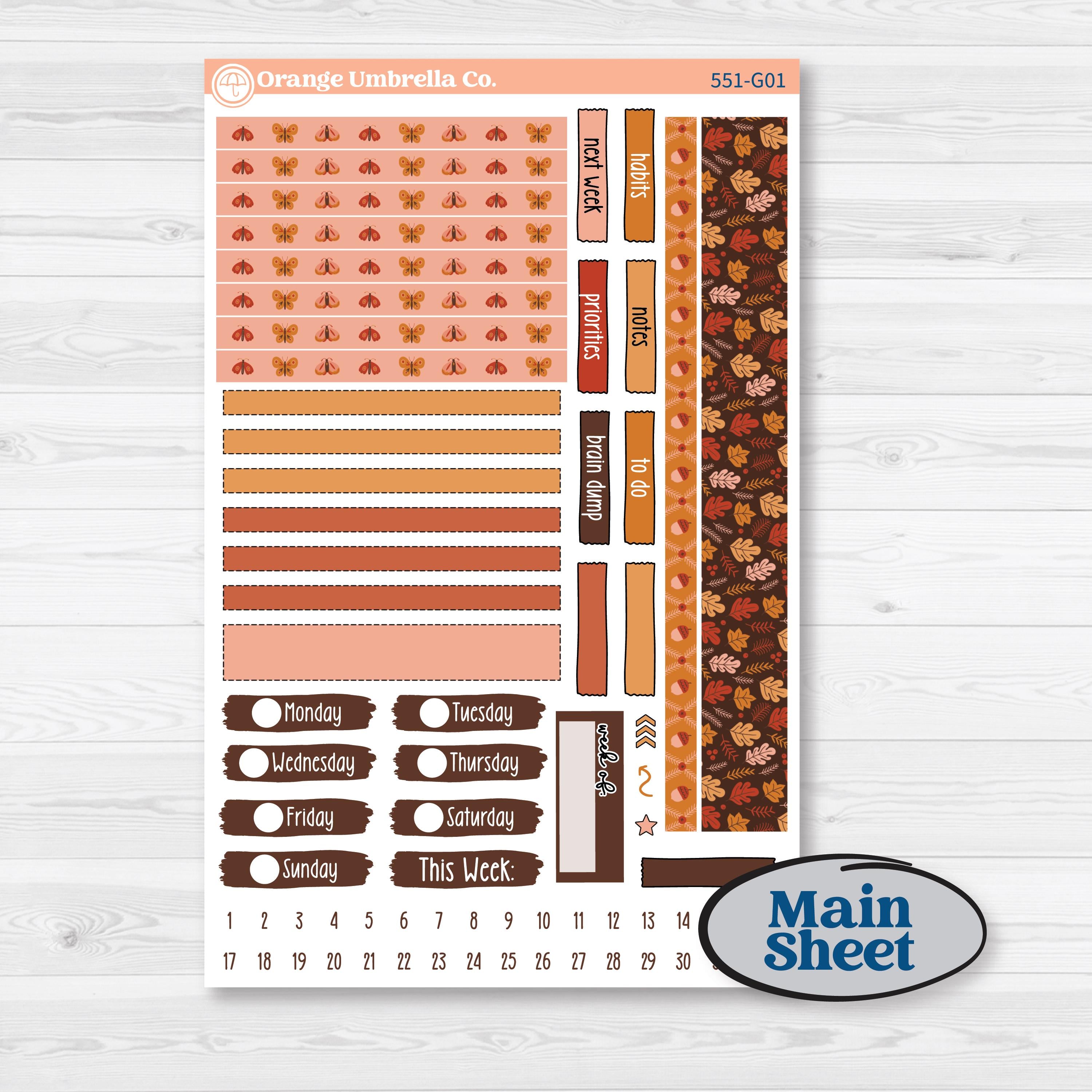 Fall Planner Kit | Erin Condren 7x9 Weekly Dashboard Planner Kit Stickers | Autumn Folk | KIT-551-G