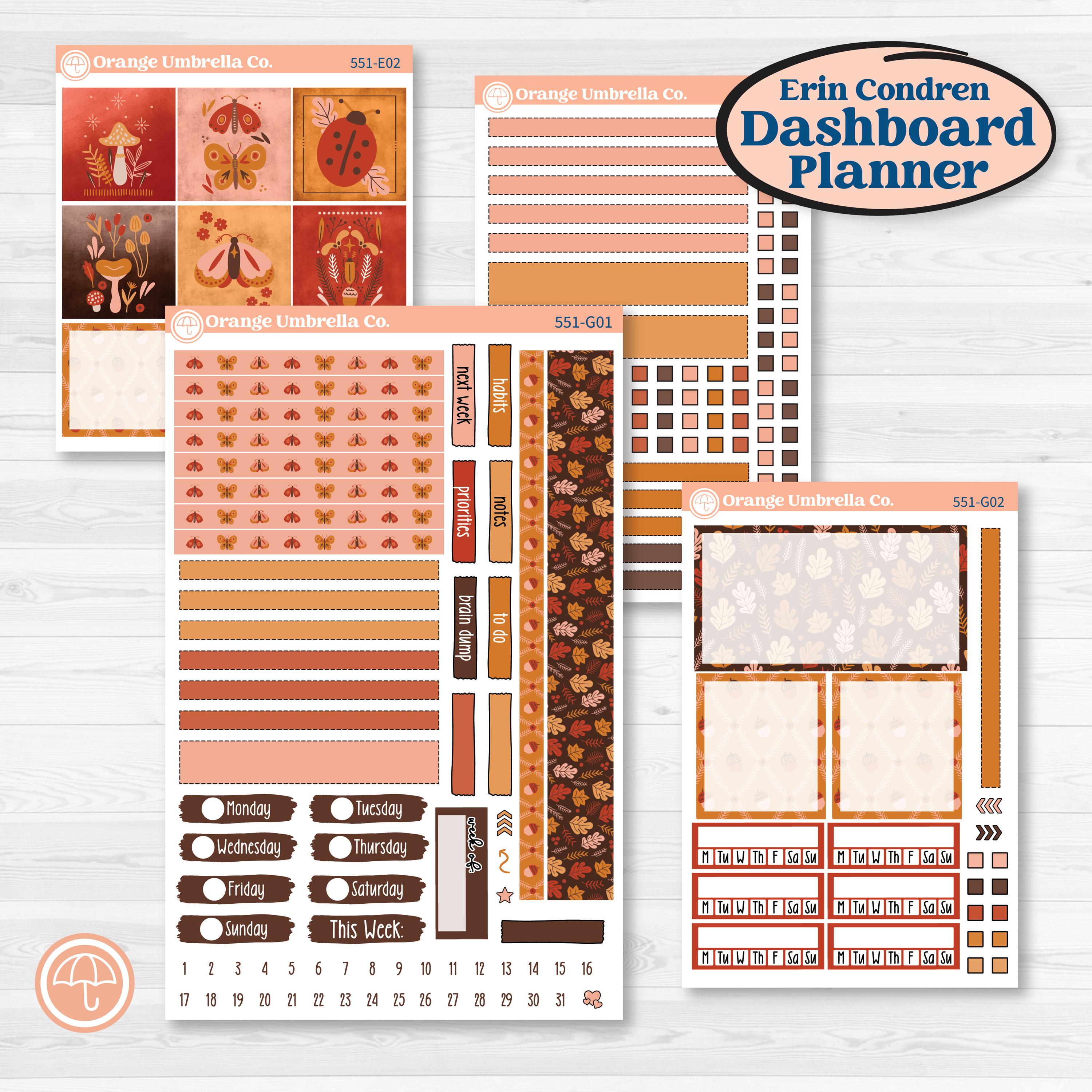 Fall Planner Kit | Erin Condren 7x9 Weekly Dashboard Planner Kit Stickers | Autumn Folk | KIT-551-G