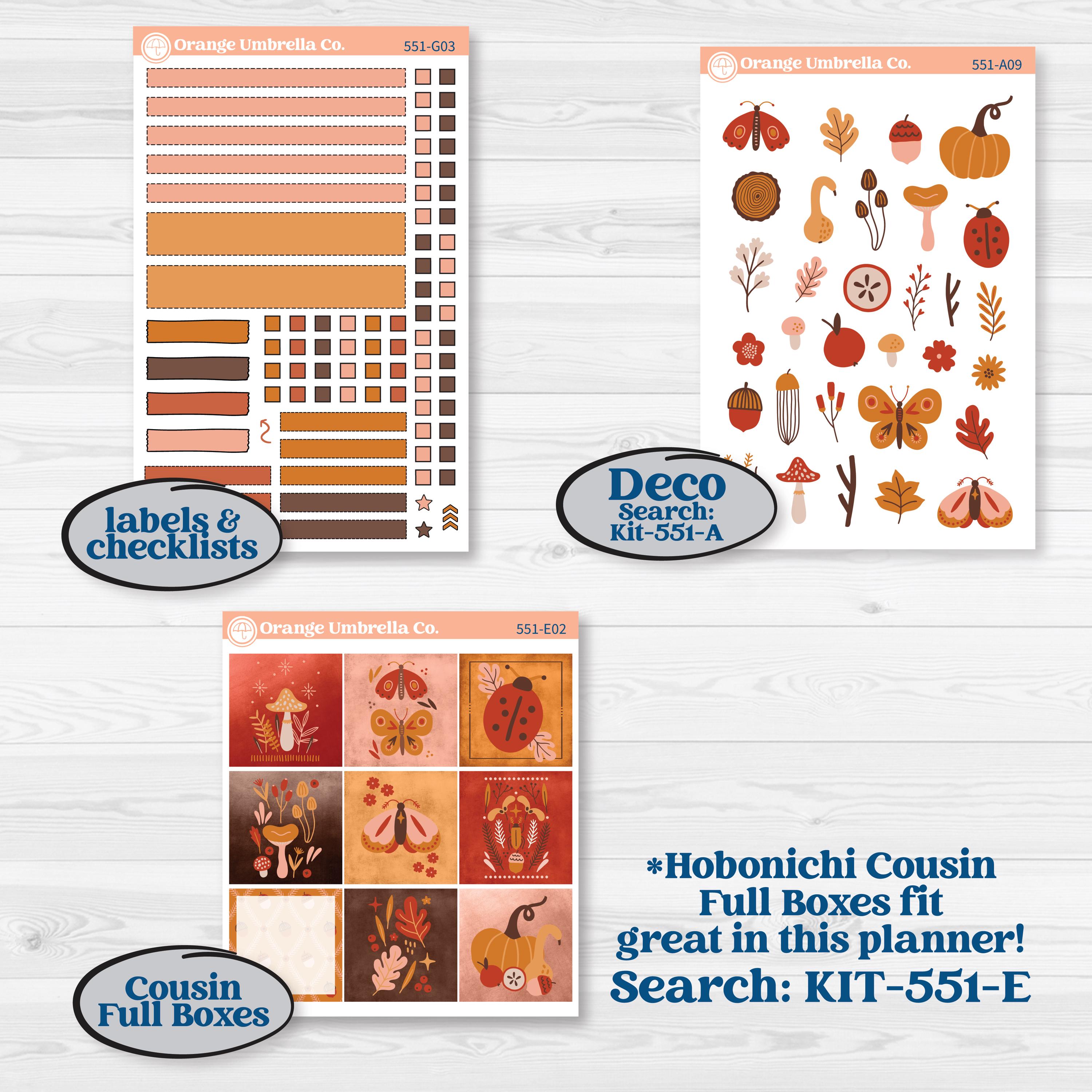 Fall Planner Kit | Erin Condren 7x9 Weekly Dashboard Planner Kit Stickers | Autumn Folk | KIT-551-G