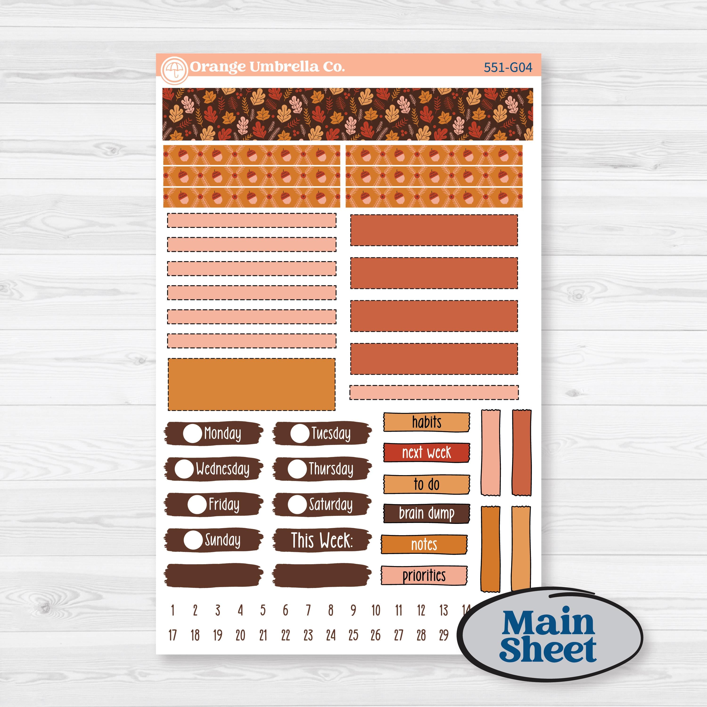 Fall Planner Kit | Erin Condren A5 Weekly Dashboard Planner Kit Stickers | Autumn Folk | KIT-551-G4