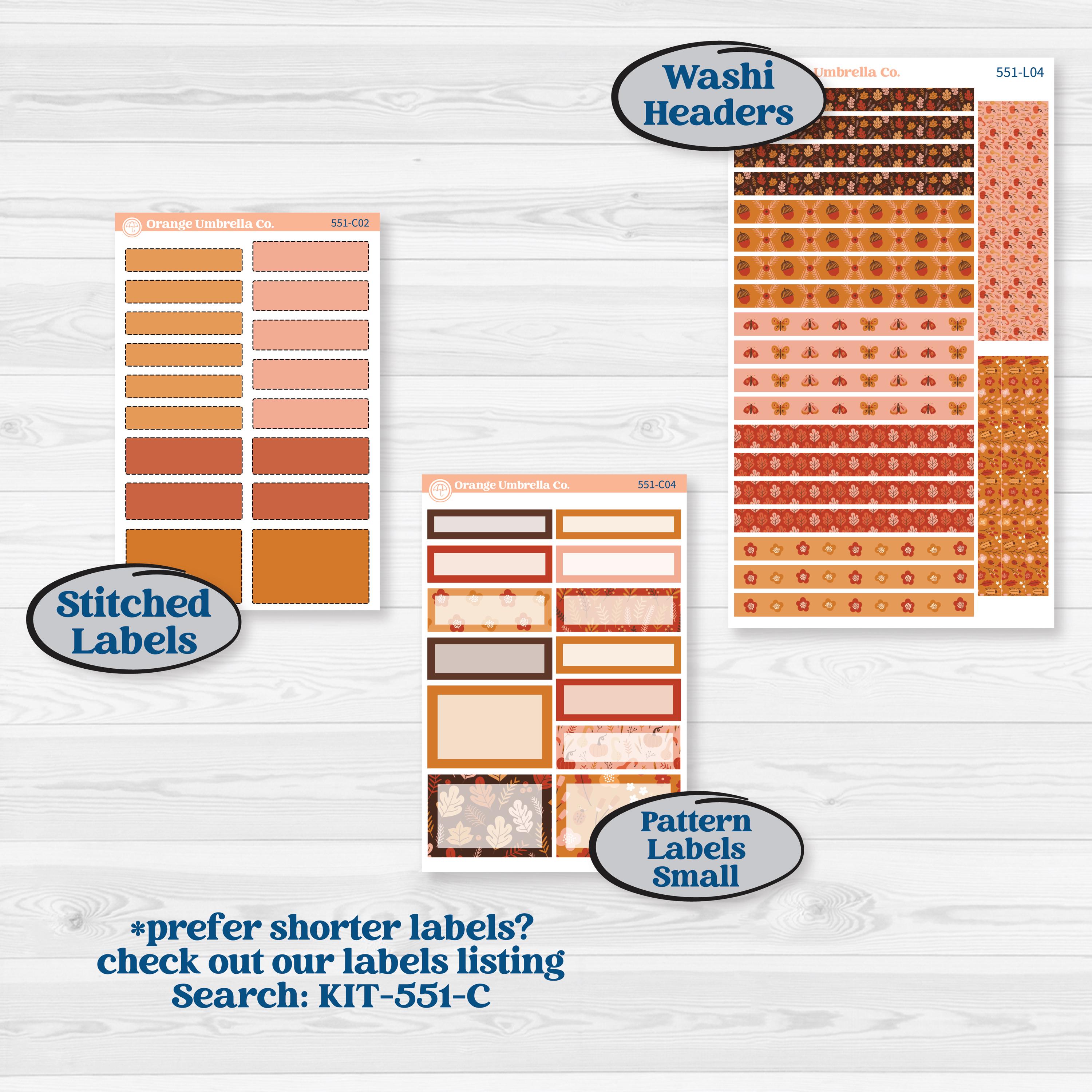 Fall Planner Kit | 7x9 Plum Daily Planner Kit Stickers | Autumn Folk | KIT-551-L