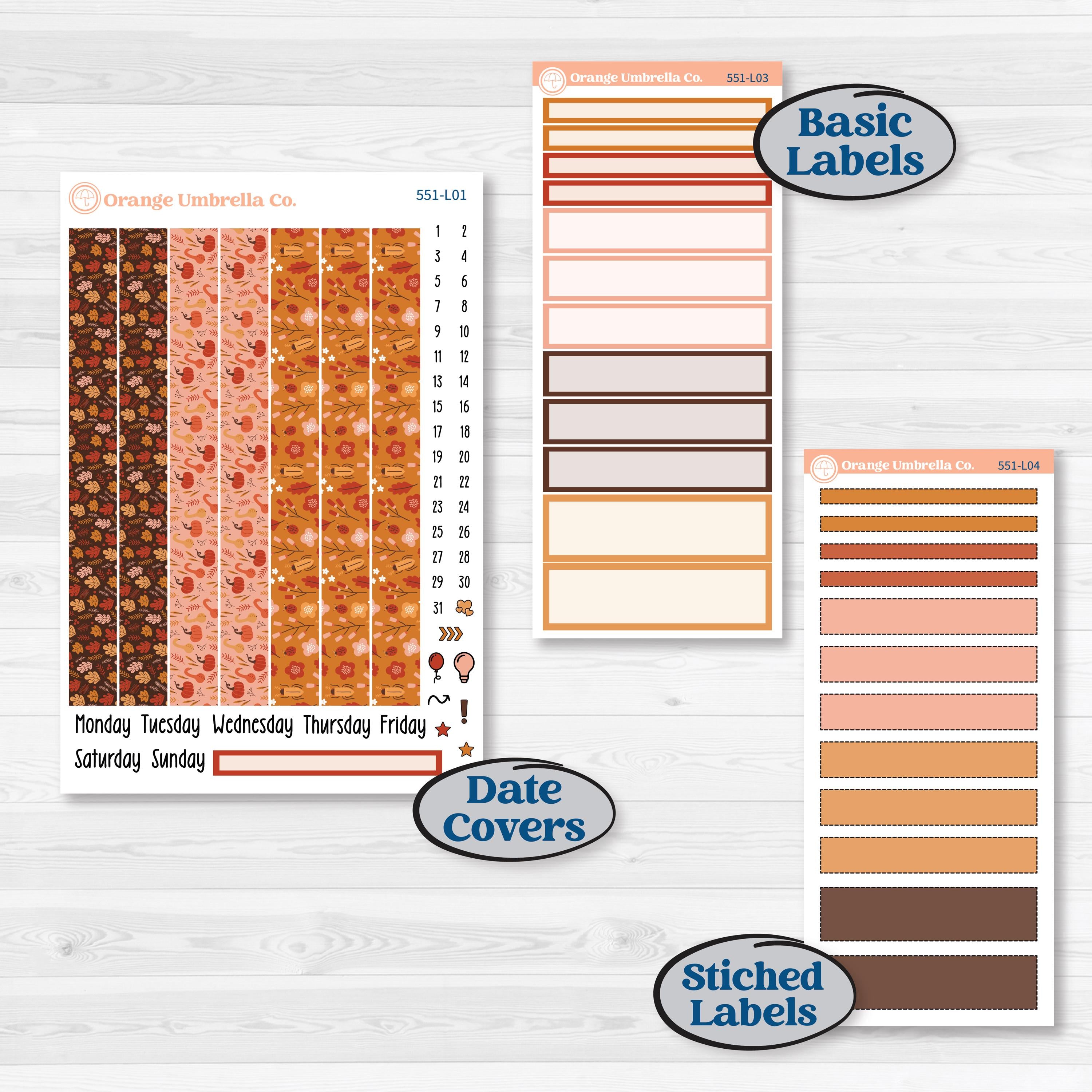 Fall Planner Kit | 7x9 Plum Daily Planner Kit Stickers | Autumn Folk | KIT-551-L