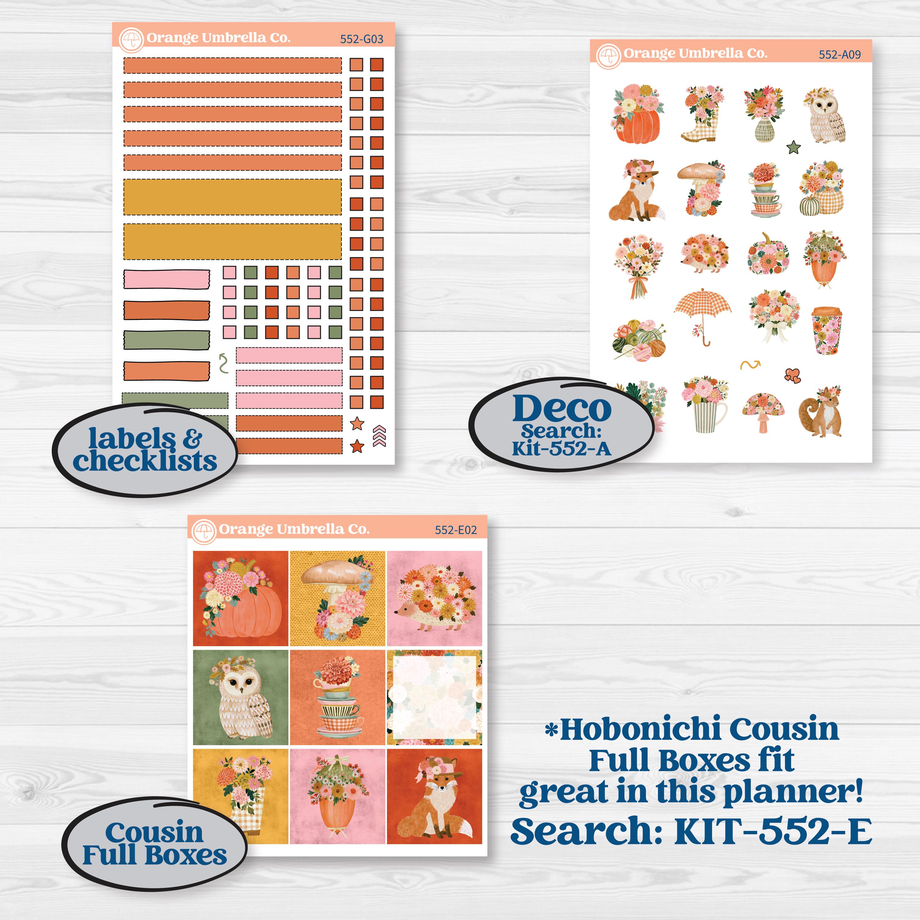 Woodland Planner Kit | Erin Condren 7x9 Weekly Dashboard Planner Kit Stickers | Fox & Fern | KIT-552-G
