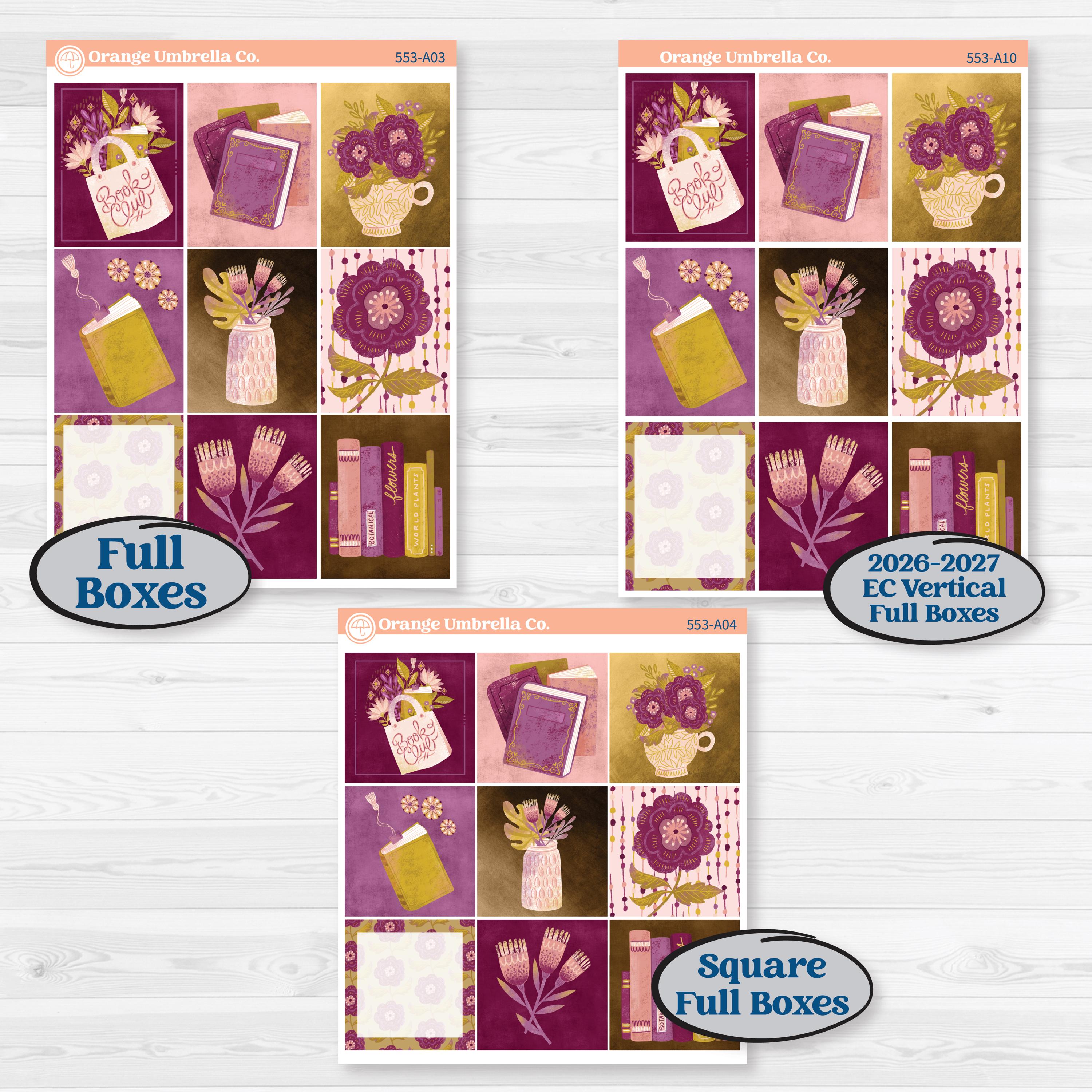 Book Planner Kit | Weekly Sticker Kit for Vertical Planners like Erin Condren | Garden Library | KIT-553-A