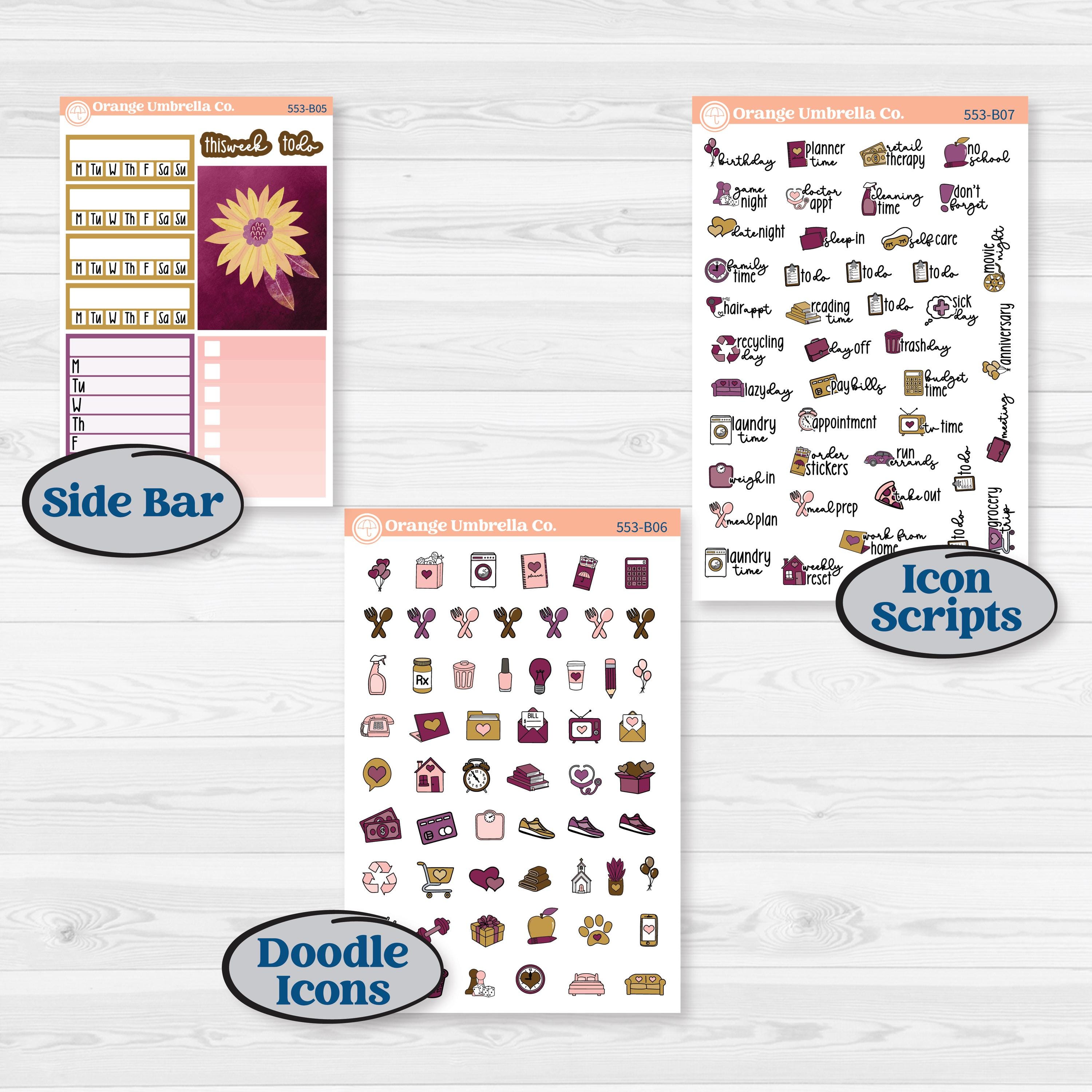 Book Planner Kit | Weekly Add-On Planner Kit Stickers | Garden Library | KIT-553-B