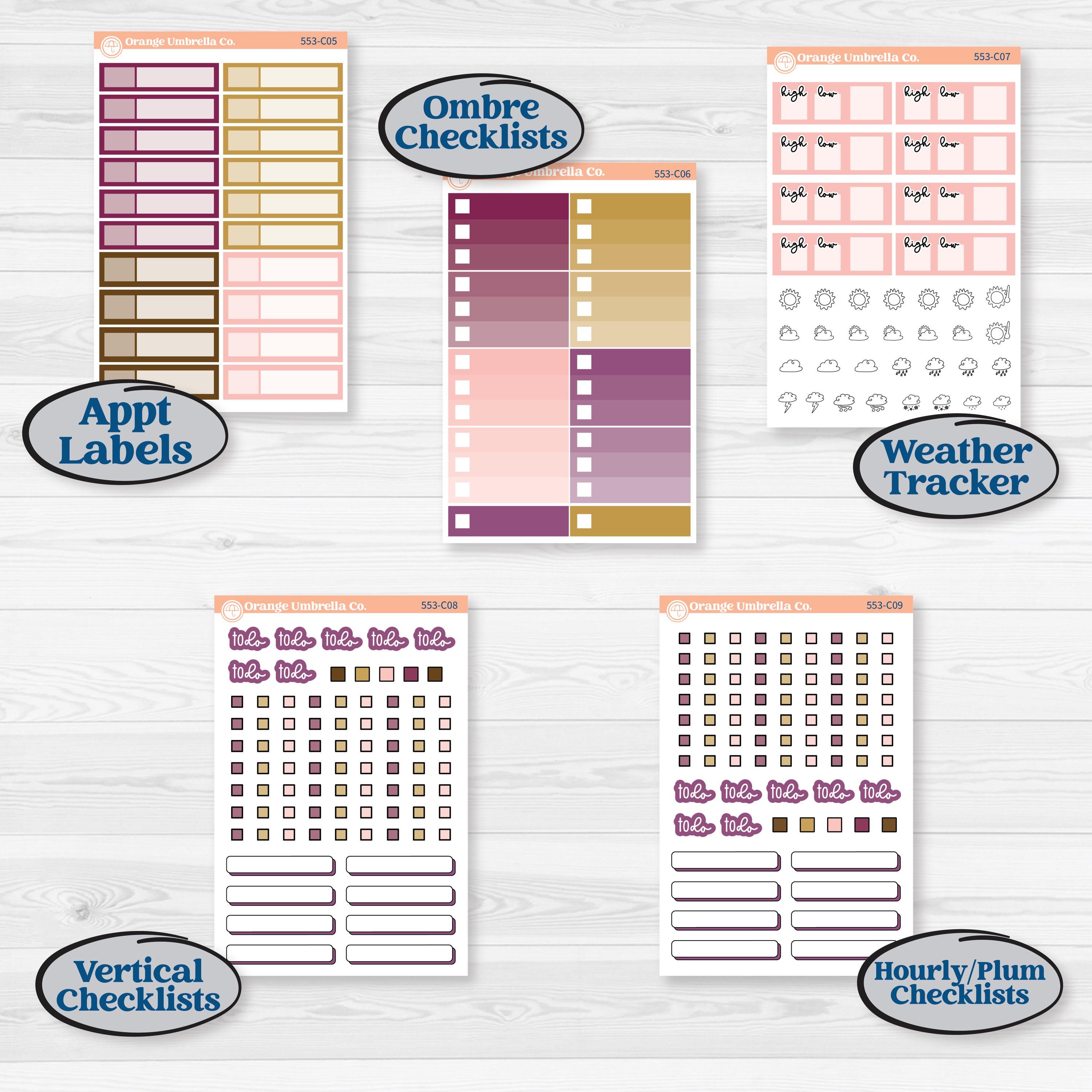 Book Planner Kit | Weekly Add-On Labels Planner Kit Stickers | Garden Library | KIT-553-C