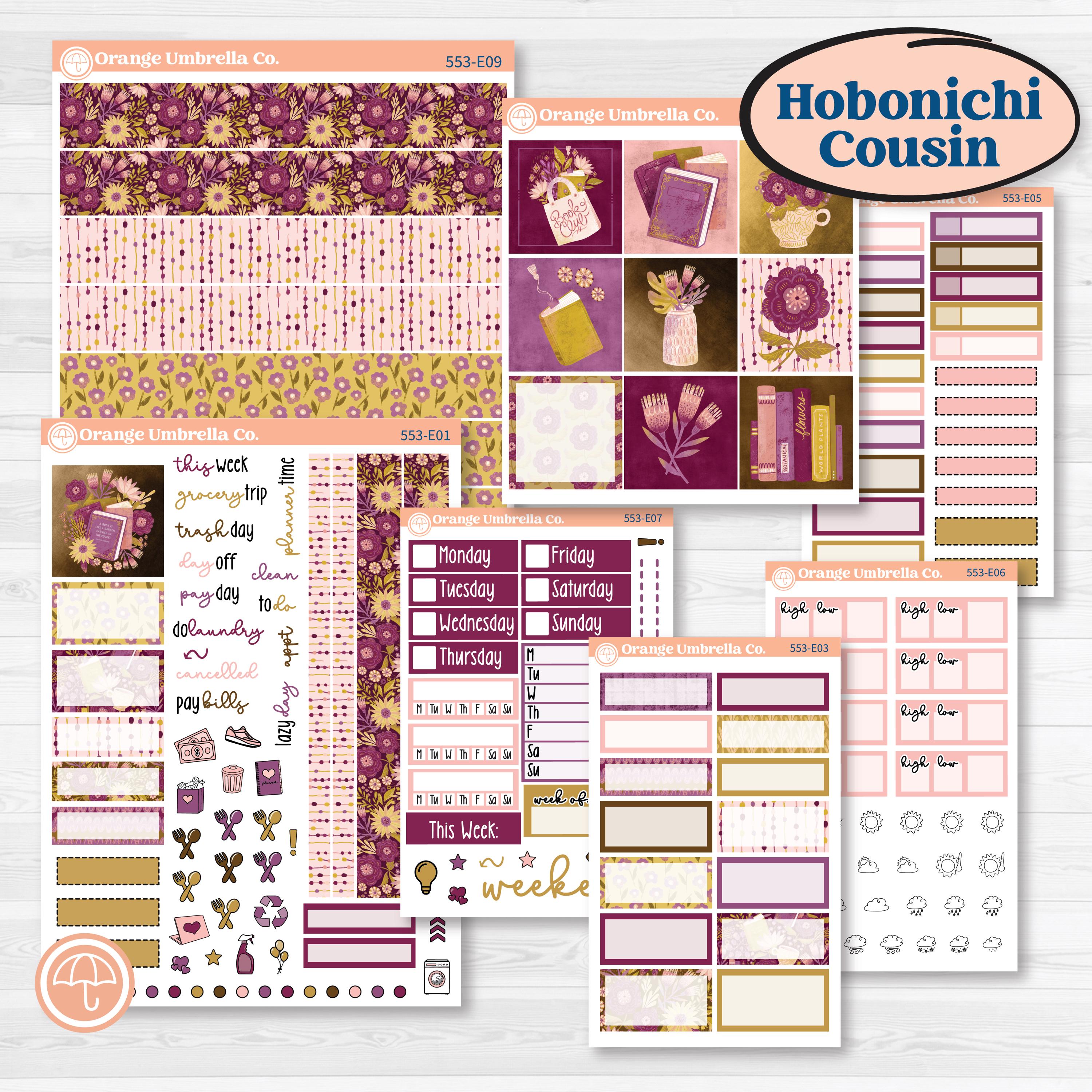 Book Planner Kit | Hobonichi Cousin Weekly & Daily Planner Kit Stickers | Garden Library | KIT-553-E