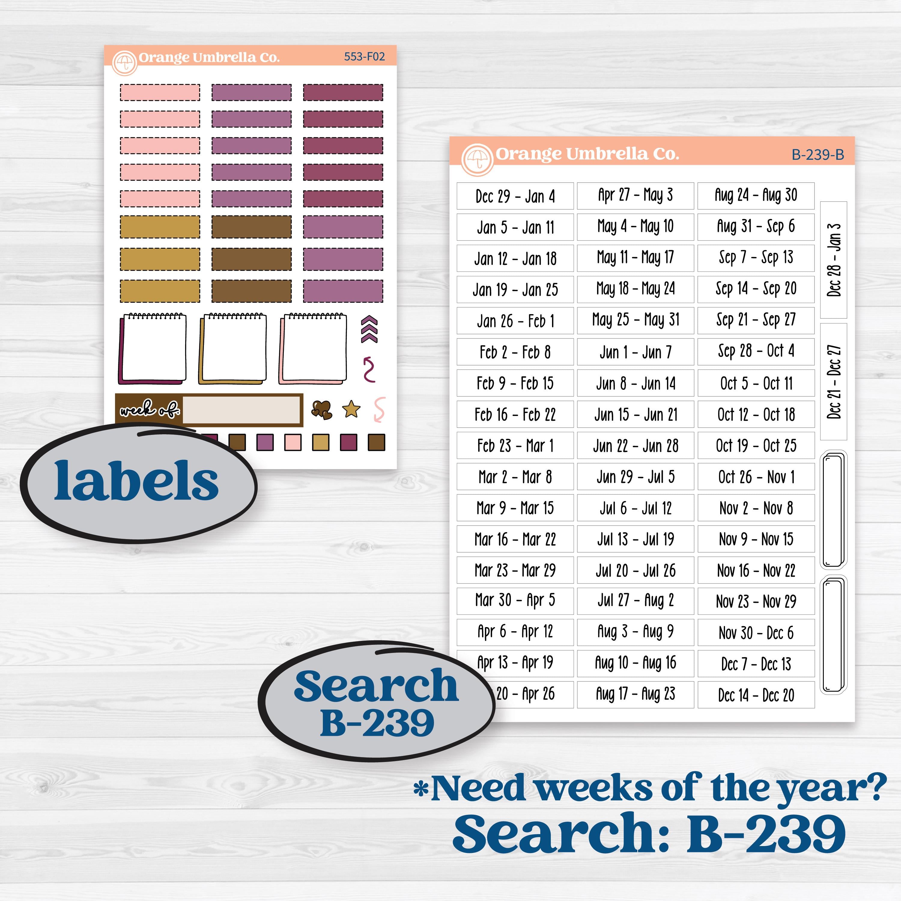 Book Planner Kit | Hobonichi Weeks Weekly Planner Kit Stickers | Garden Library | KIT-553-F