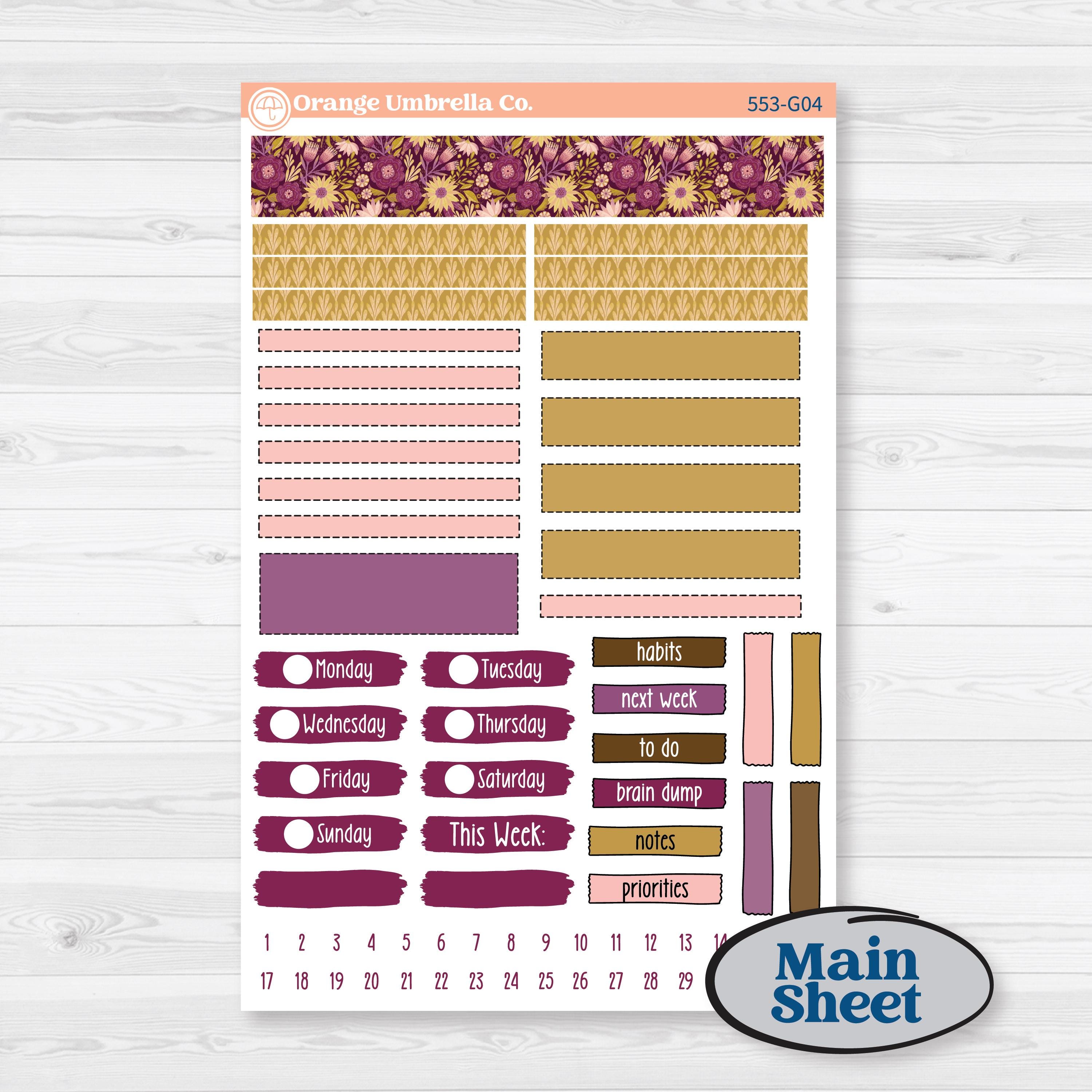 Book Planner Kit | Erin Condren A5 Weekly Dashboard Planner Kit Stickers | Garden Library | KIT-553-G4