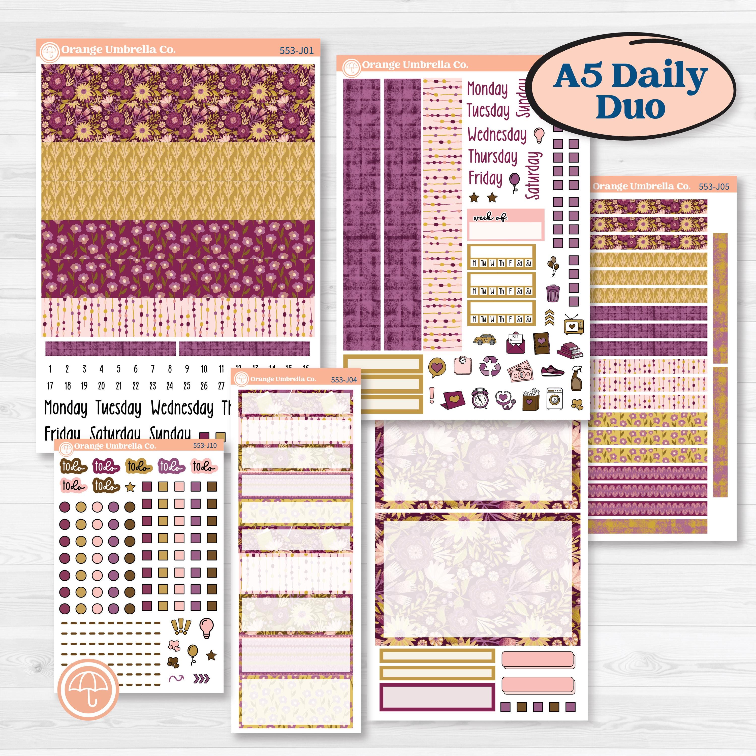 Book Planner Kit | A5 Daily Duo Planner Kit Stickers | Garden Library | KIT-553-J