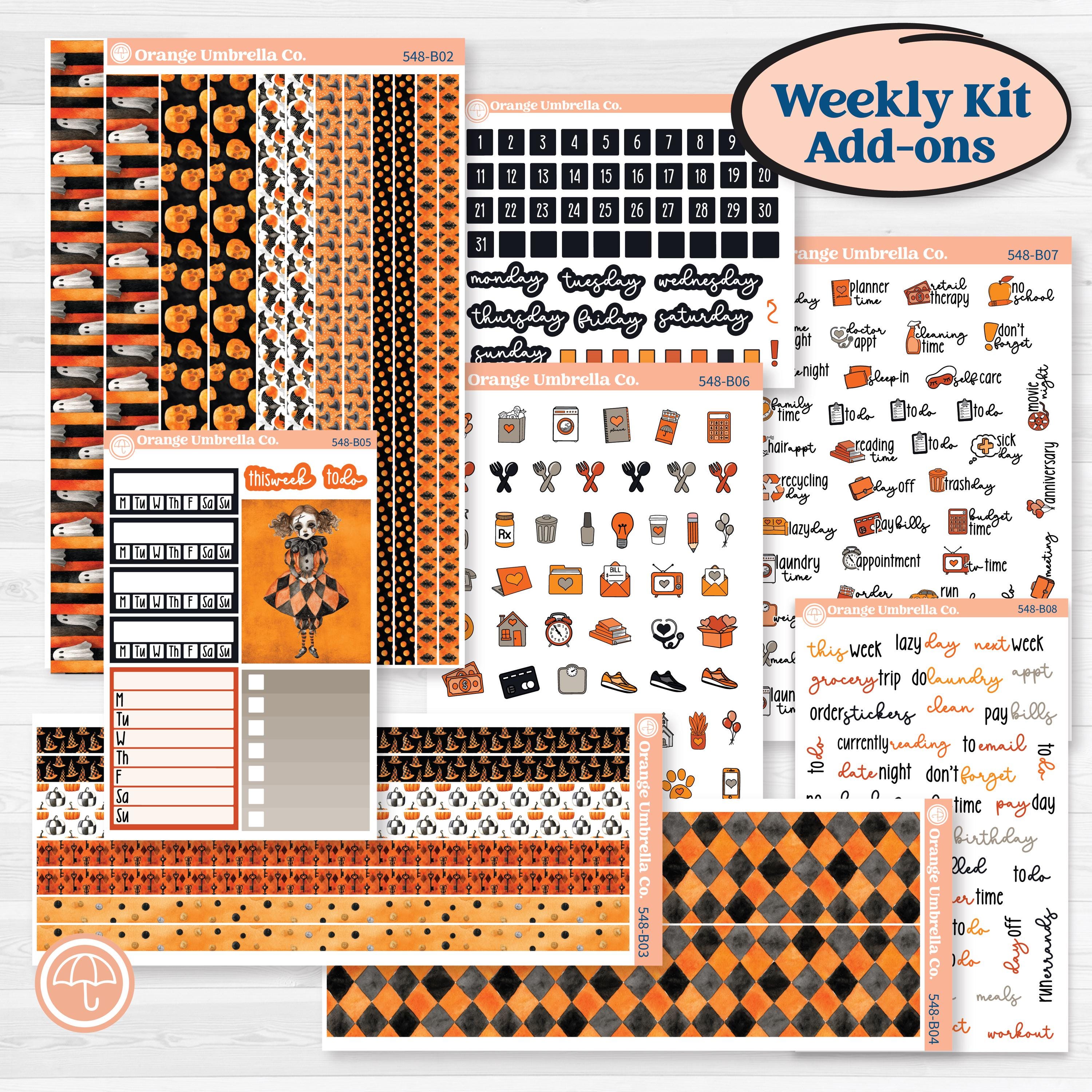 Halloween Planner Kit | Weekly Add-On Planner Kit Stickers | Carnival of Curiosities | KIT-548-B