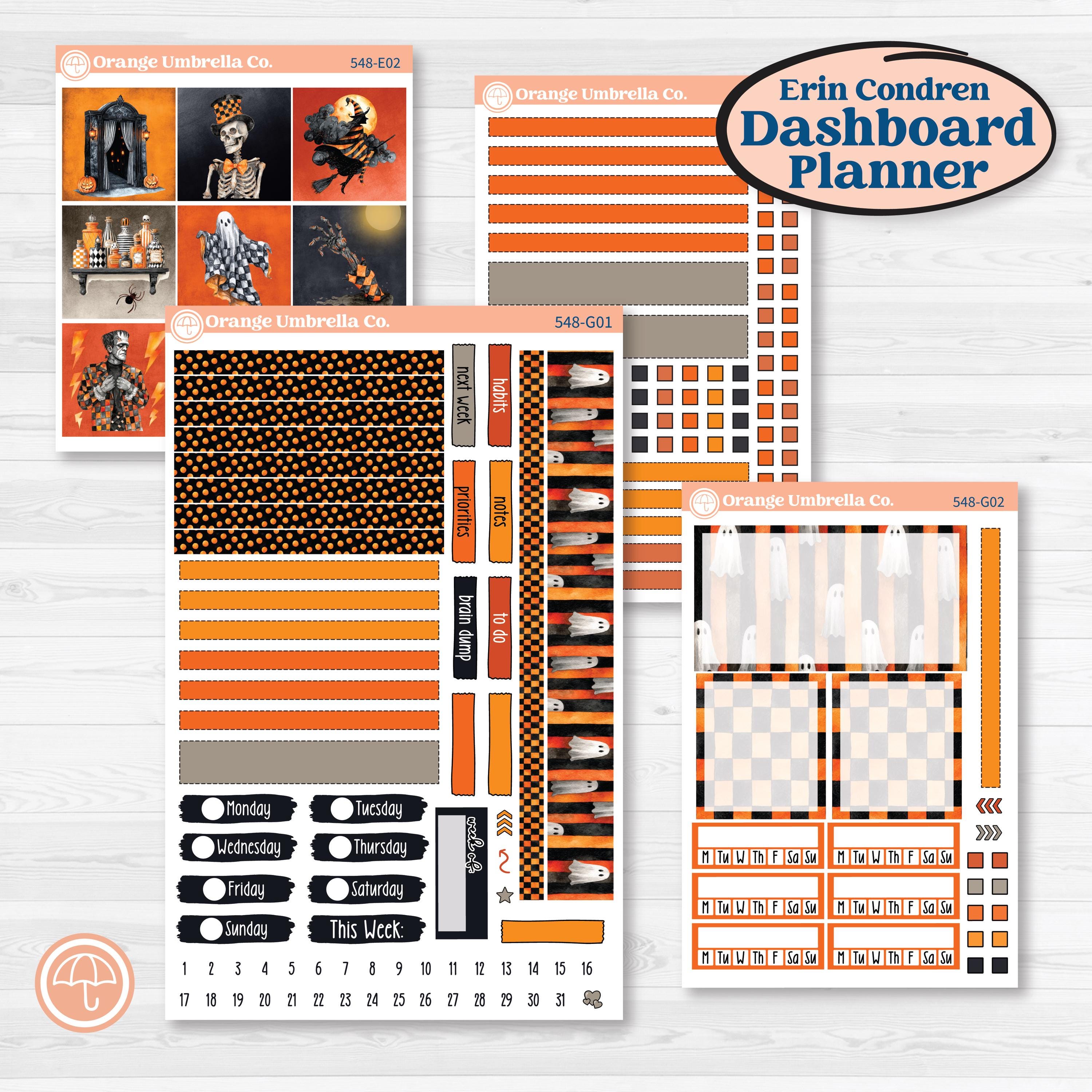 Halloween Planner Kit | Erin Condren 7x9 Weekly Dashboard Planner Kit Stickers | Carnival of Curiosities | KIT-548-G