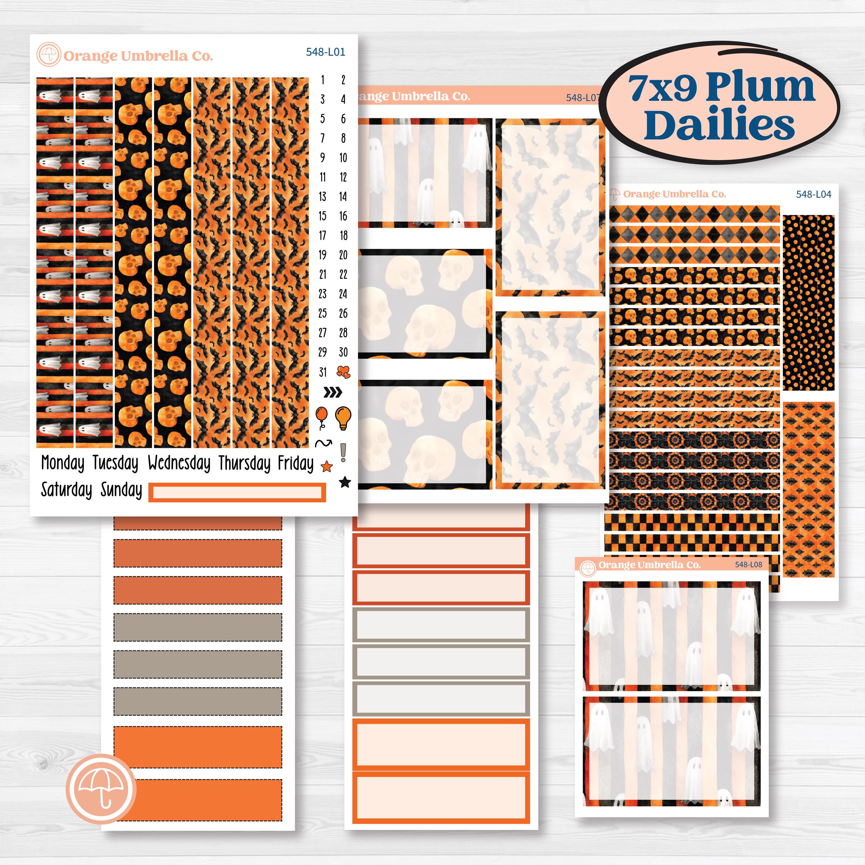 Halloween Planner Kit | 7x9 Plum Daily Planner Kit Stickers | Carnival of Curiosities | KIT-548-L