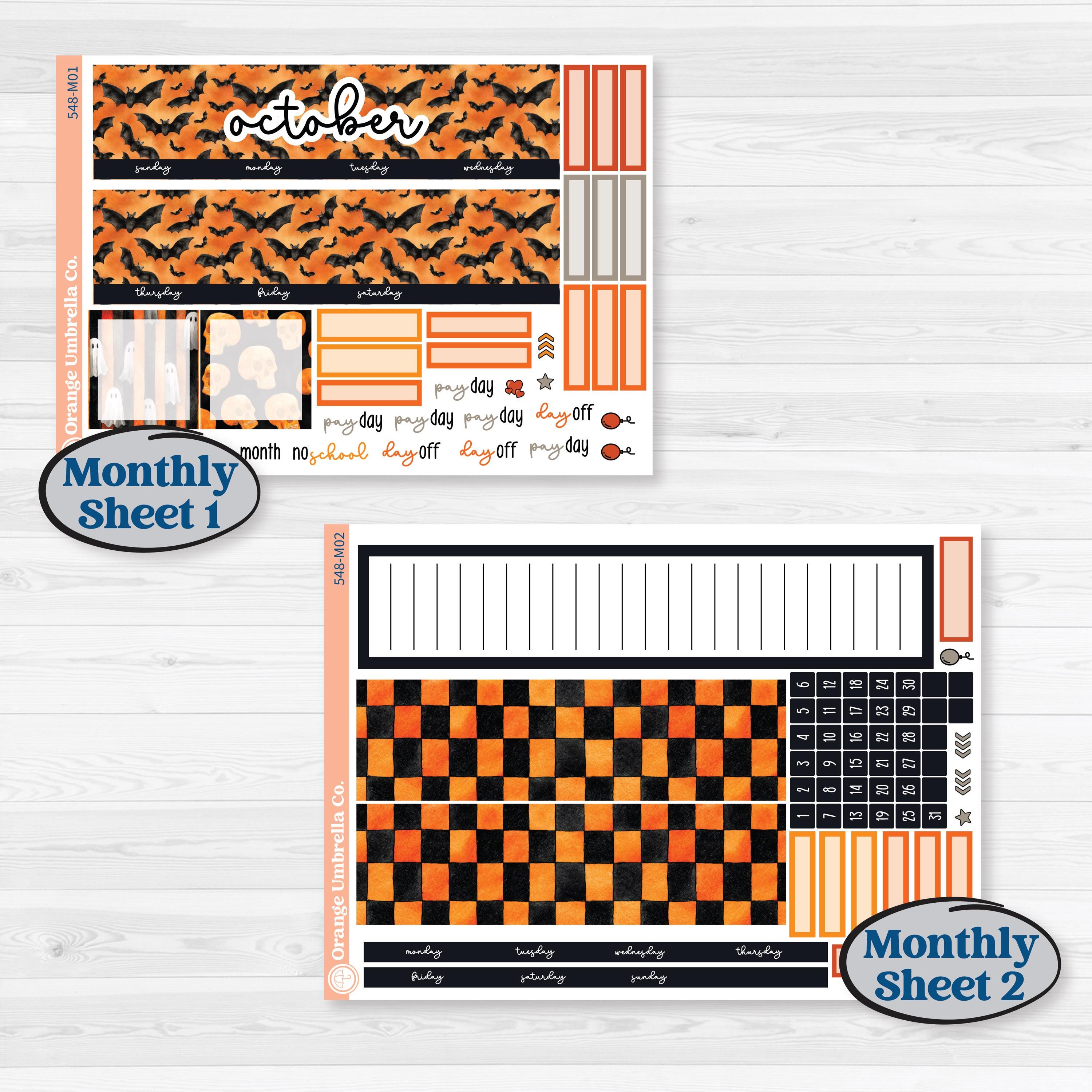 Halloween Planner Kit | A5 Erin Condren Monthly & Productivity Dashboard Sticker Kit | Carnival of Curiosities | KIT-548-M