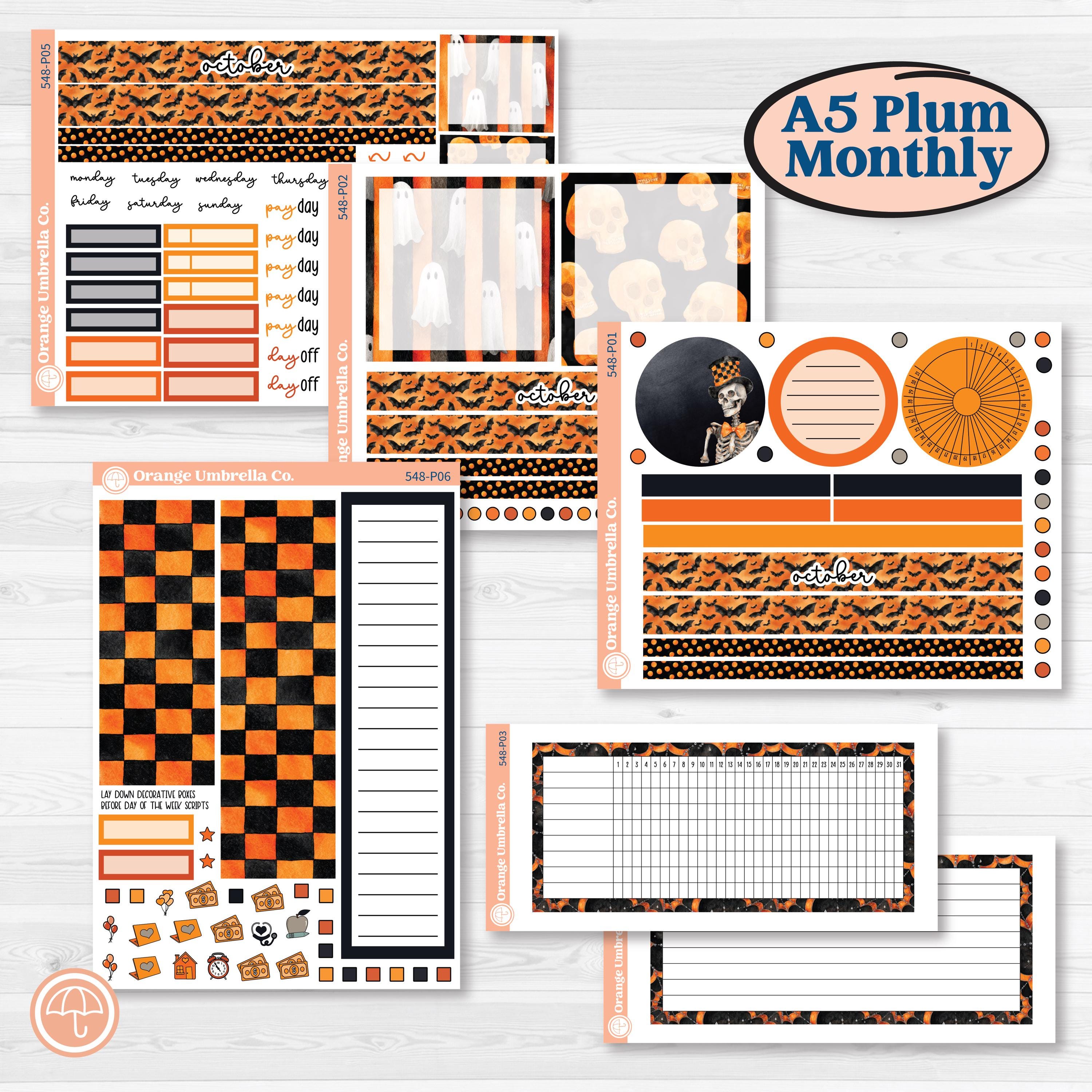 Halloween Planner Kit | A5 Plum Monthly & Dashboard Planner Kit Stickers | Carnival of Curiosities | KIT-548-P