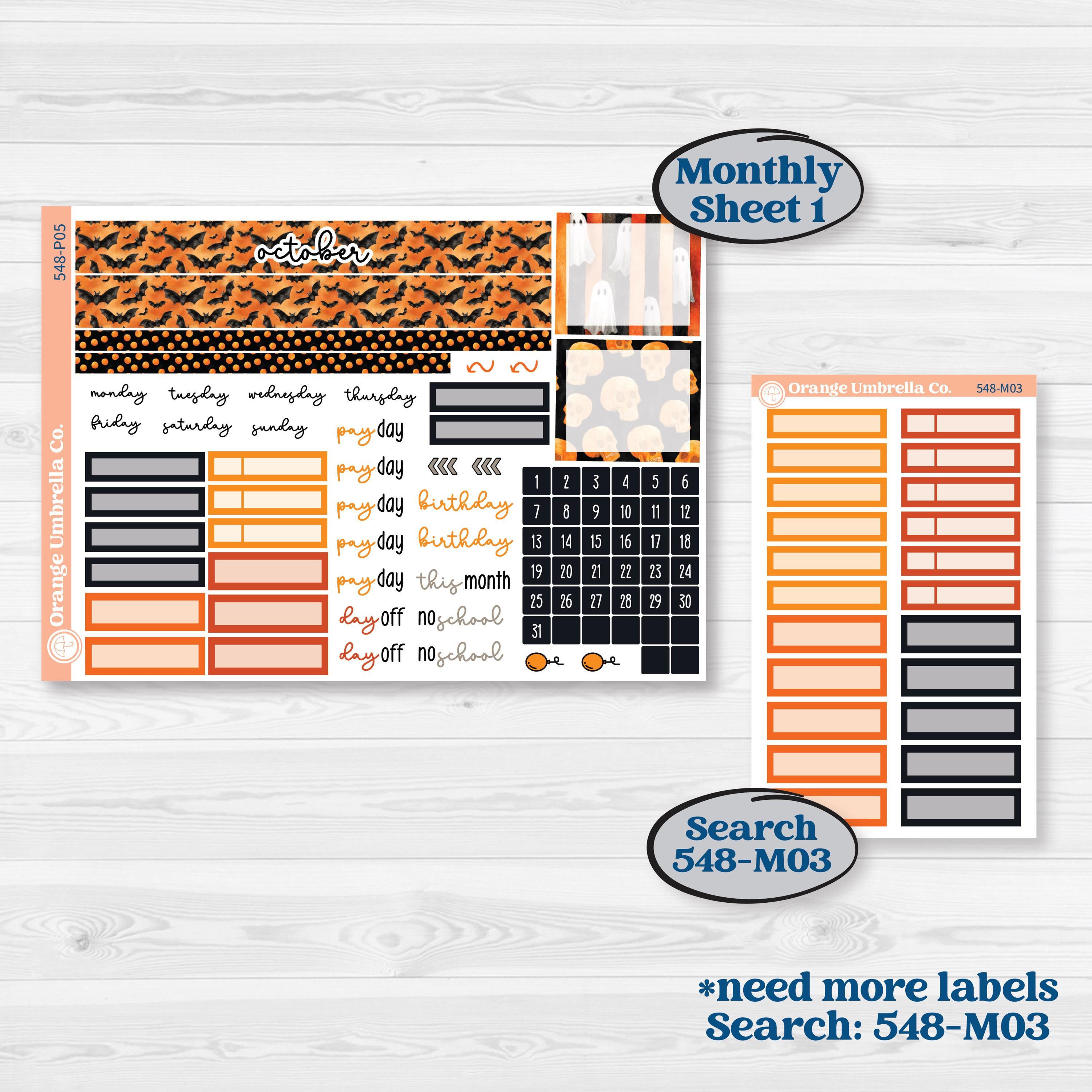 Halloween Planner Kit | A5 Plum Monthly & Dashboard Planner Kit Stickers | Carnival of Curiosities | KIT-548-P