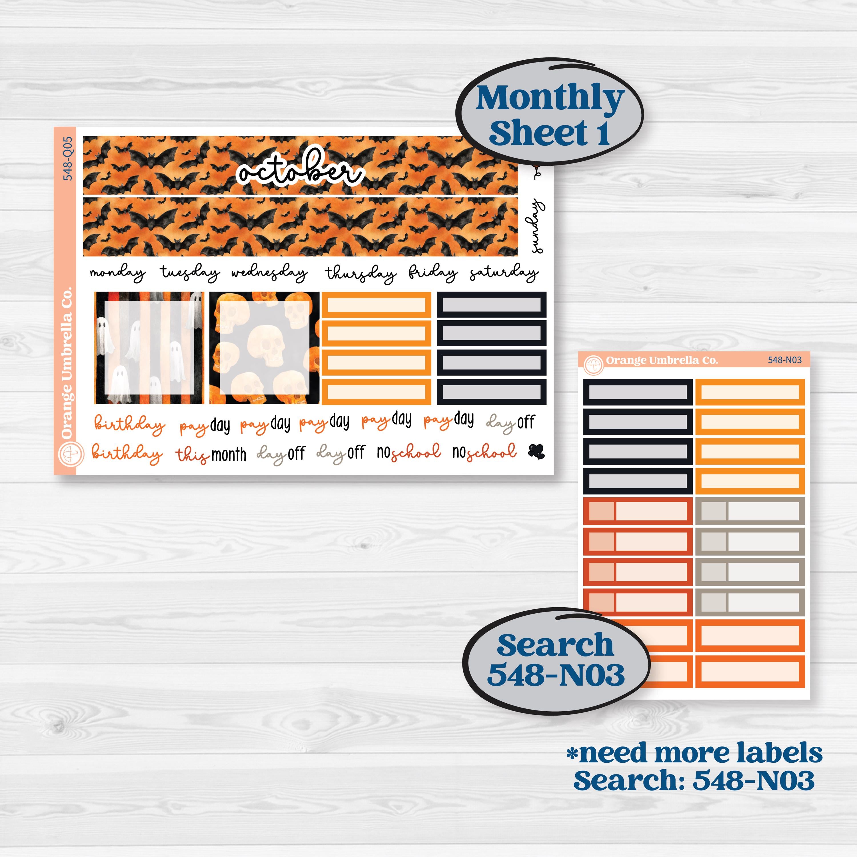 Halloween Planner Kit | 7x9 Plum Monthly & Dashboard Planner Kit Stickers | Carnival of Curiosities | KIT-548-Q