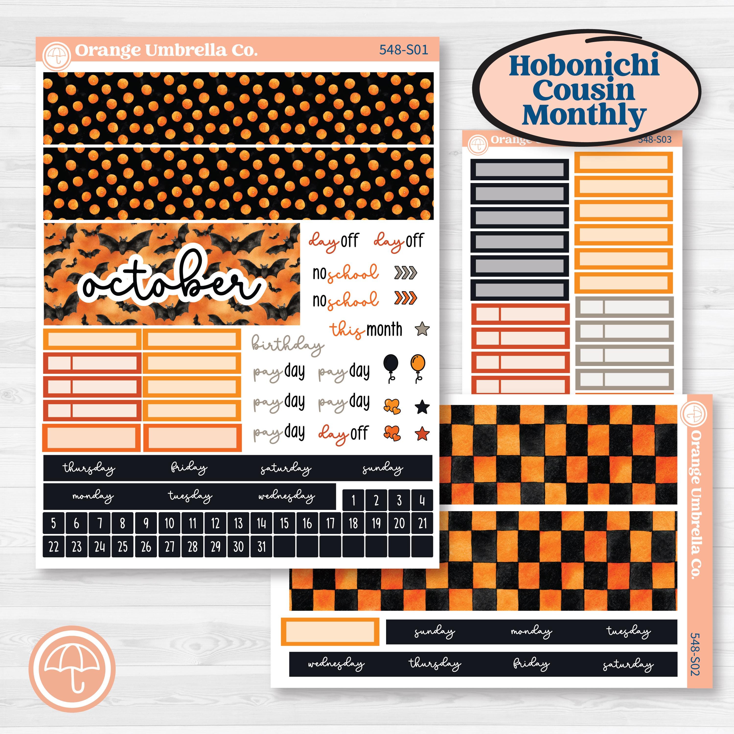 Halloween Planner Kit | Hobonichi Cousin Monthly Planner Kit Stickers | Carnival of Curiosities | KIT-548-S