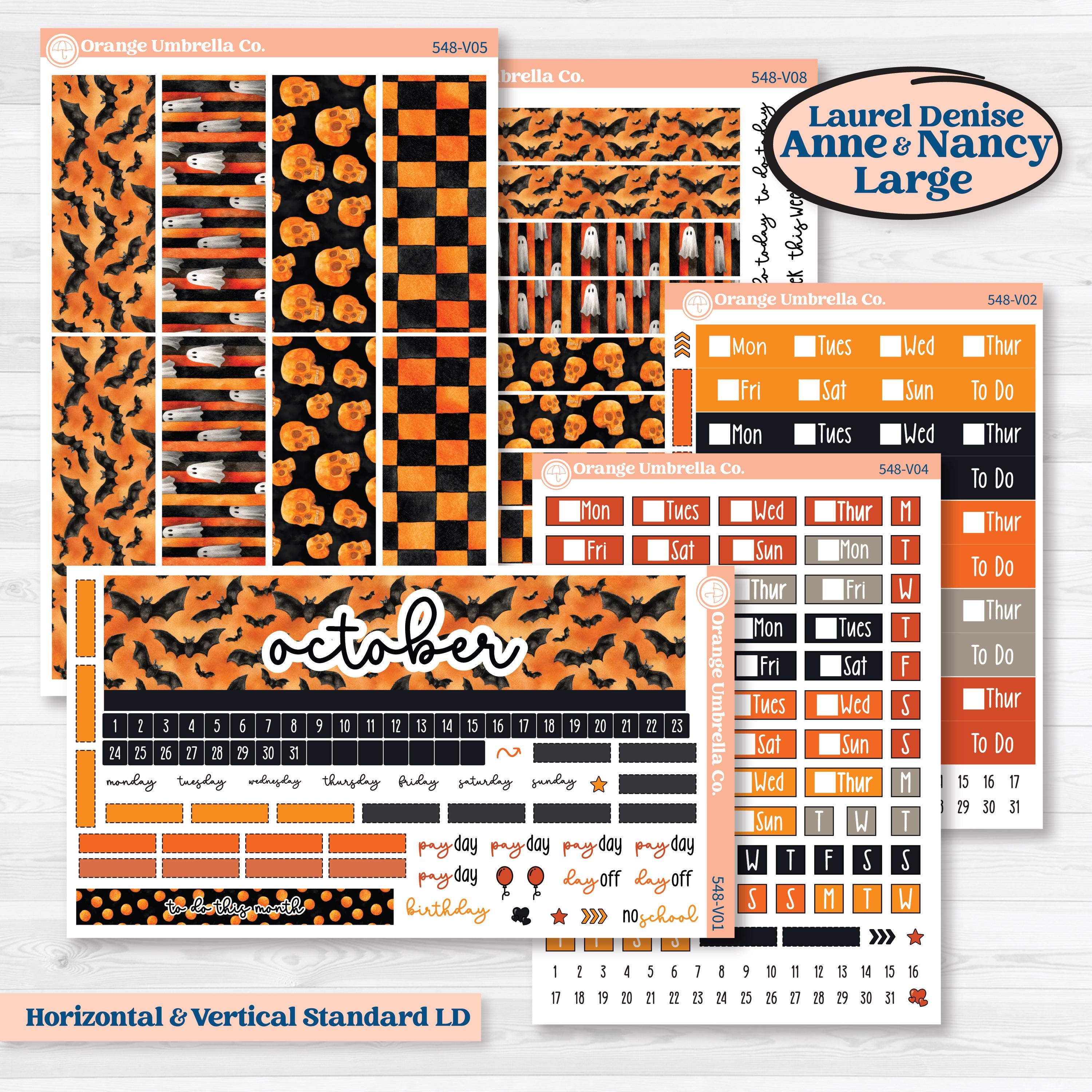 Halloween Planner Kit | Laurel Denise Nancy Large & Anne Large Planner Kit Stickers | Carnival of Curiosities | KIT-548-V