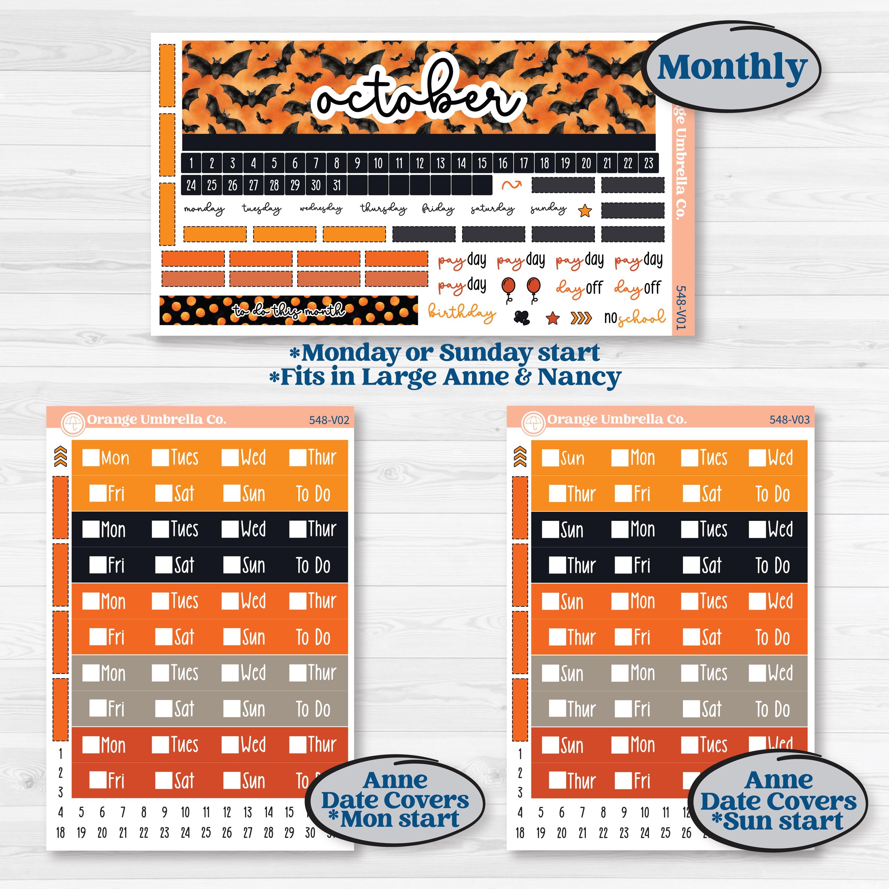 Halloween Planner Kit | Laurel Denise Nancy Large & Anne Large Planner Kit Stickers | Carnival of Curiosities | KIT-548-V