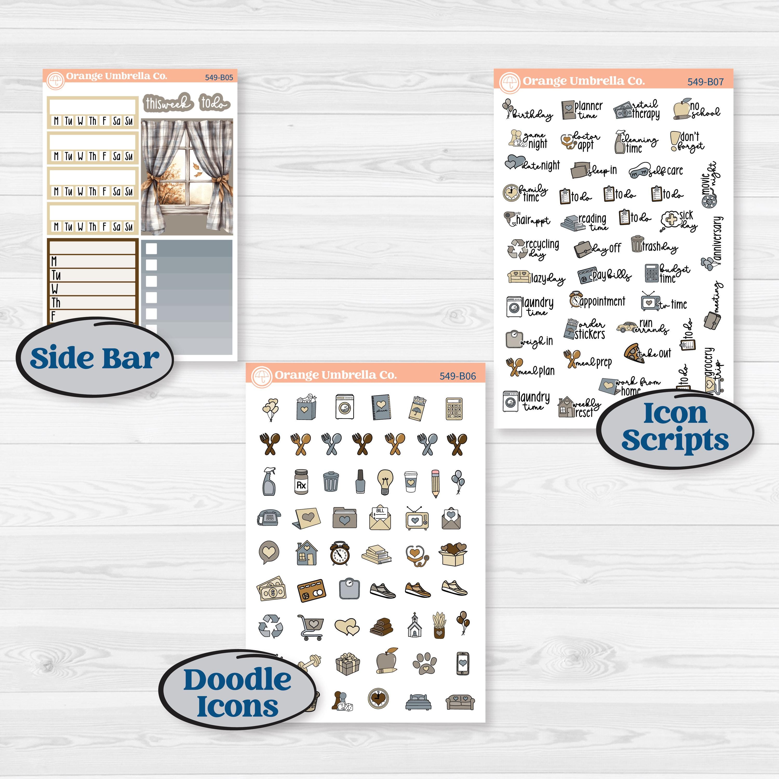 Blue Autumn Planner Kit | Weekly Add-On Planner Kit Stickers | Farmhouse Fall | KIT-549-B