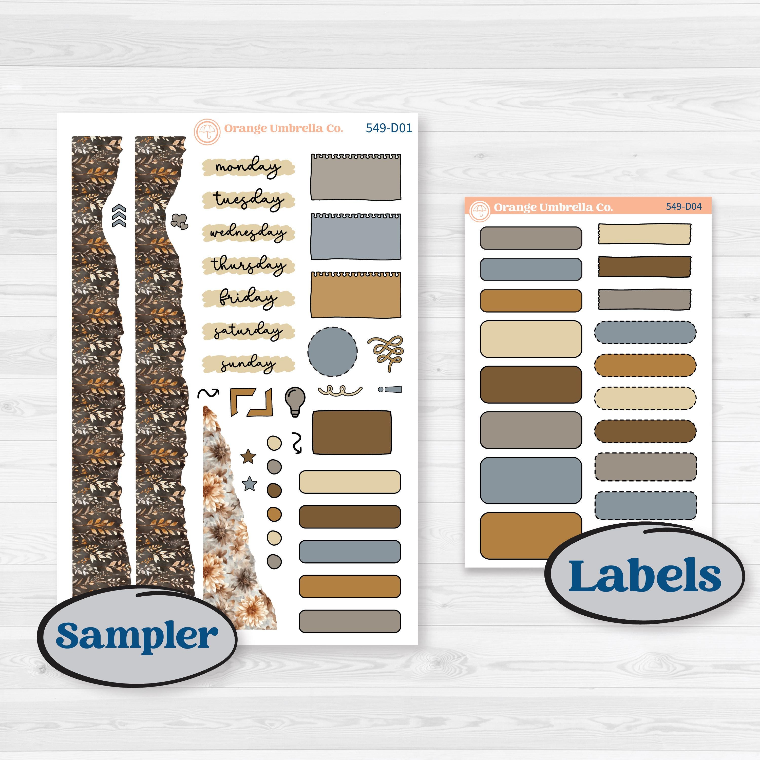 Blue Autumn Planner Kit | Journaling or Scrapbooking Kit | Creative Junk Journal Planner Stickers | Farmhouse Fall | KIT-549-D