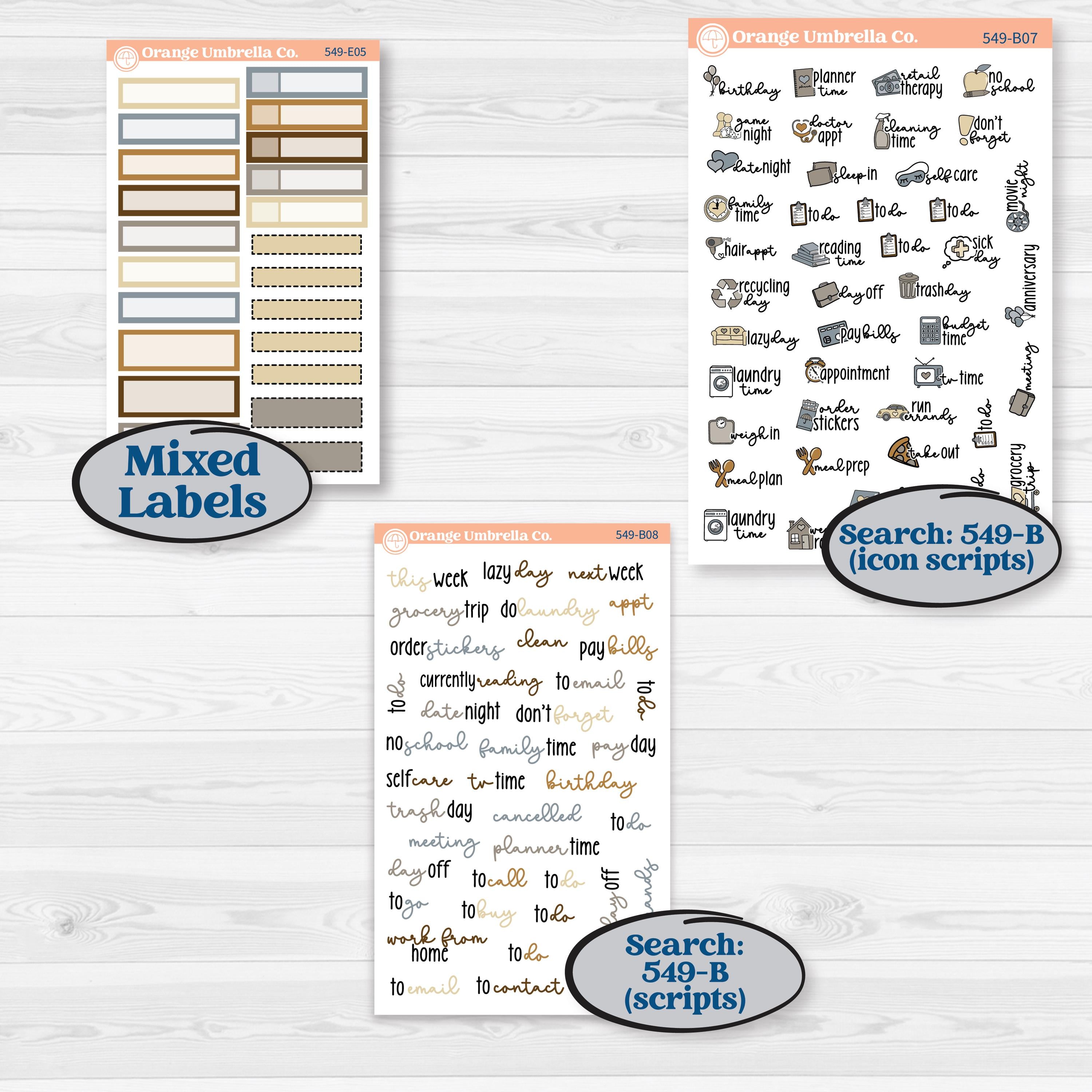 Blue Autumn Planner Kit | Hobonichi Cousin Weekly & Daily Planner Kit Stickers | Farmhouse Fall | KIT-549-E