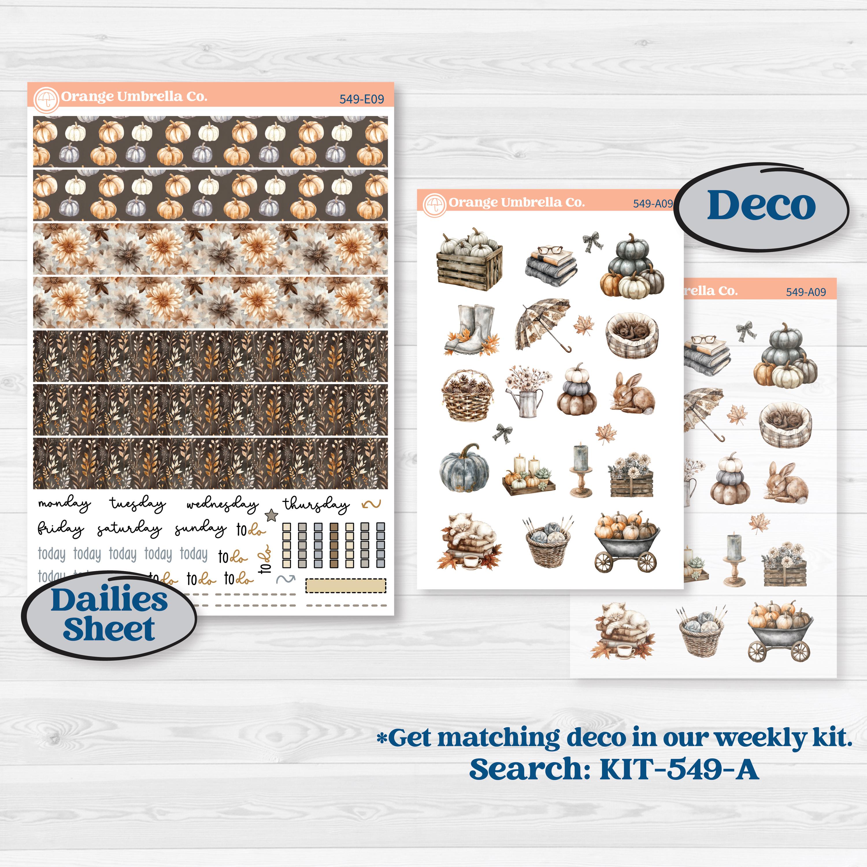 Blue Autumn Planner Kit | Hobonichi Cousin Weekly & Daily Planner Kit Stickers | Farmhouse Fall | KIT-549-E